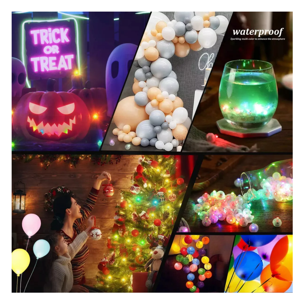 Foto 6 pulgar | 100 Piezas De Luces Led Para Bebidas Con Forma De Globo Belug  Blanco Colores