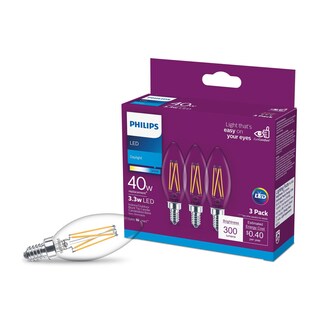 Foto 1 | Bombilla Led Philips Transparente No Regulable B11 3 3 W = 40 W - Venta Internacional.