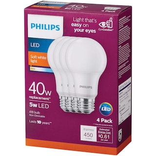 Foto 4 | Bombillas Led Philips A19 40 W 2700 K E26 Paquete De 4 - Venta Internacional.