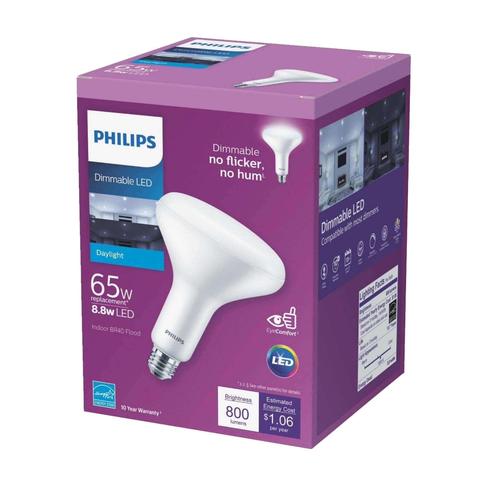 Bombilla Led Philips Br40 De 8 8 W (65 W)  800 Lúmenes  Luz Diurna  5000 K - Venta Internacional.