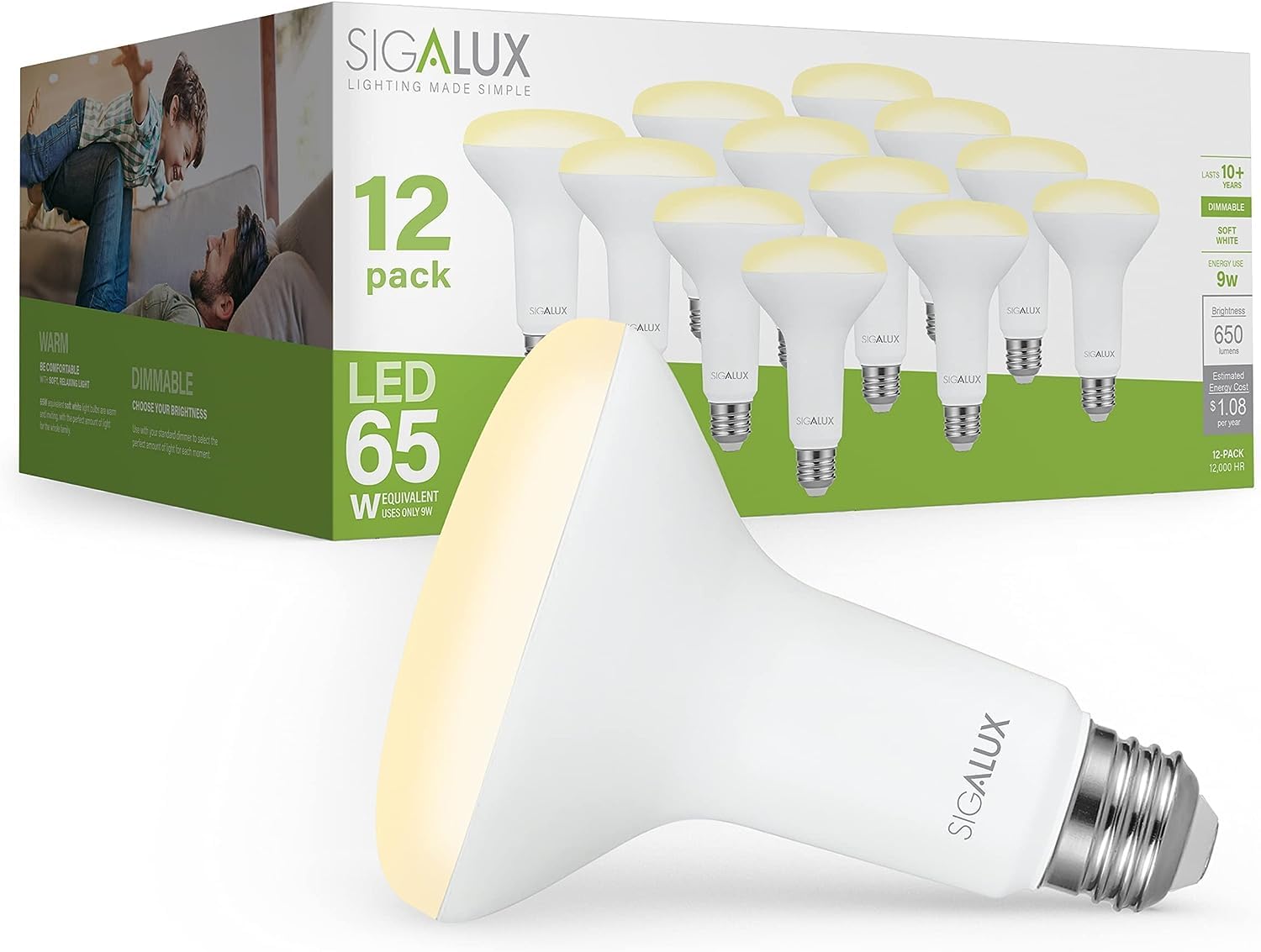 Foto 2 pulgar | Focos Led Sigalux Br30  9 W  650 Lm  2700 K  E26  Paquete De 12 - Venta Internacional.