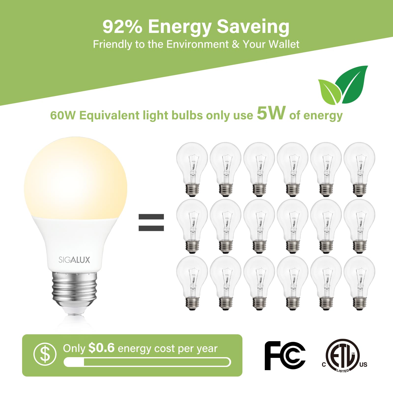Foto 4 pulgar | Paquete De 24 Bombillas Led Sigalux Energypro A19  5 W  2700 K  E26 - Venta Internacional.