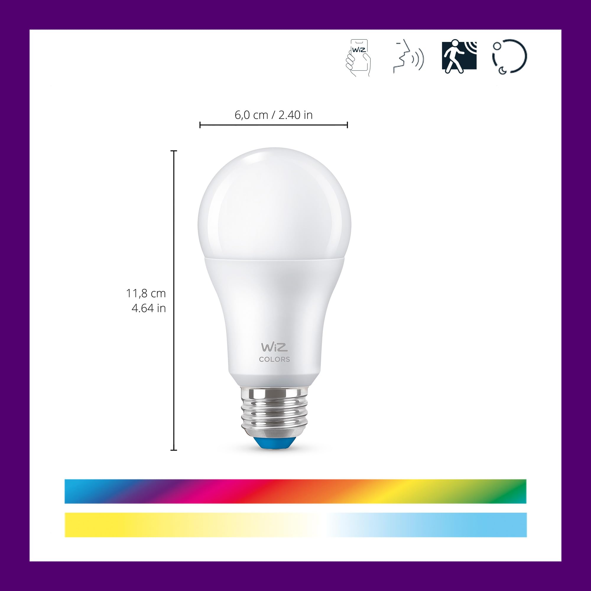 Foto 3 pulgar | Bombillas Inteligentes Wiz Led A Todo Color  A19  9 W  800 Lúmenes  E26  Paquete De 3 - Venta Internacional.