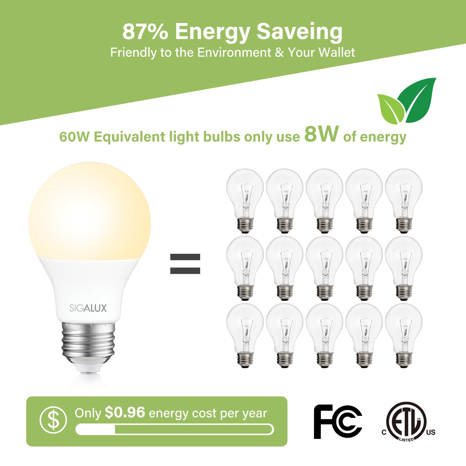 Foto 4 pulgar | Bombillas Led Sigalux Ecobright T20 Compatibles Con 8 W  2700 K  750 Lm - Venta Internacional.