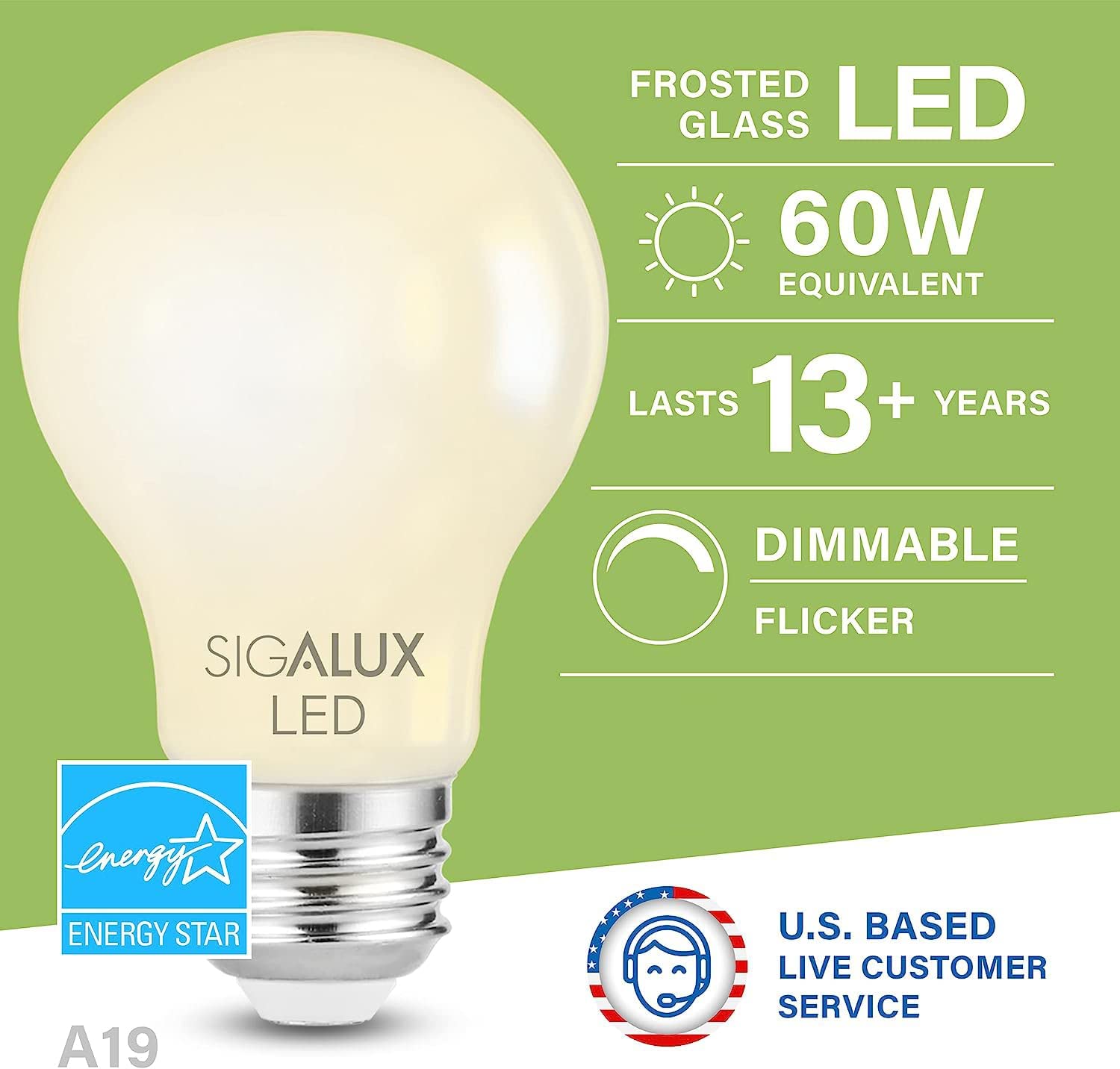 Foto 3 pulgar | Bombilla Led Sigalux  Regulable  E26  8 5 W  800 Lm  2700 K  Paquete De 6 - Venta Internacional.