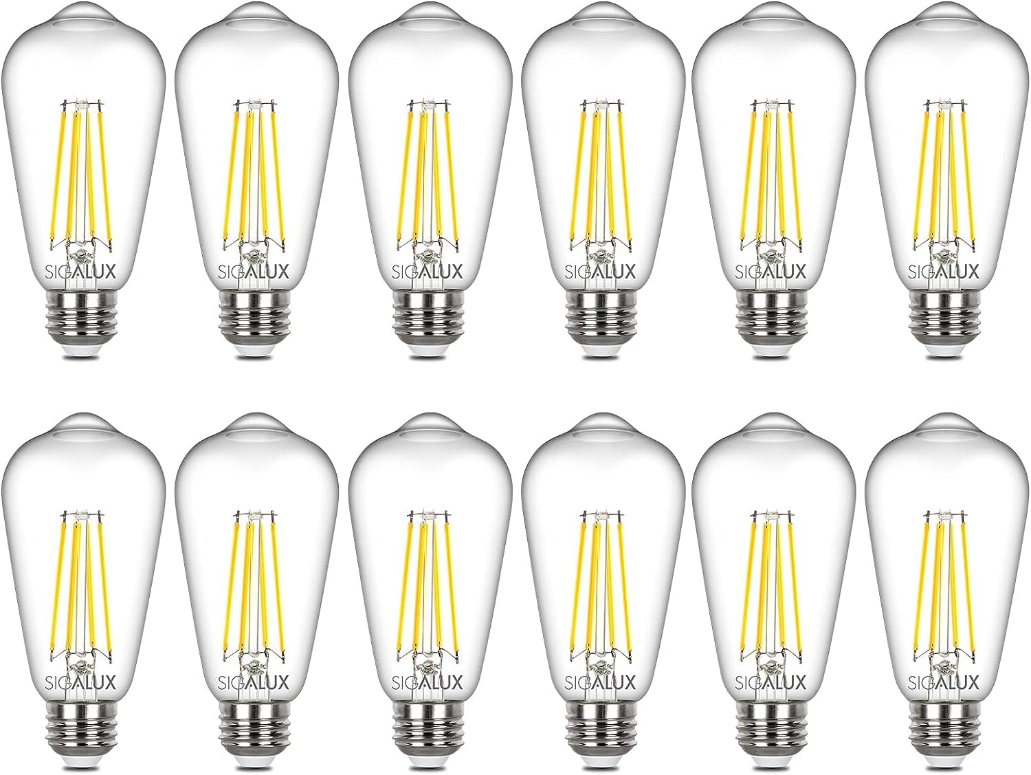 Bombilla Led Sigalux Edison St58  Filamento Transparente  6 W  5000 K  E26  Paquete De 12 Unidades - Venta Internaciona