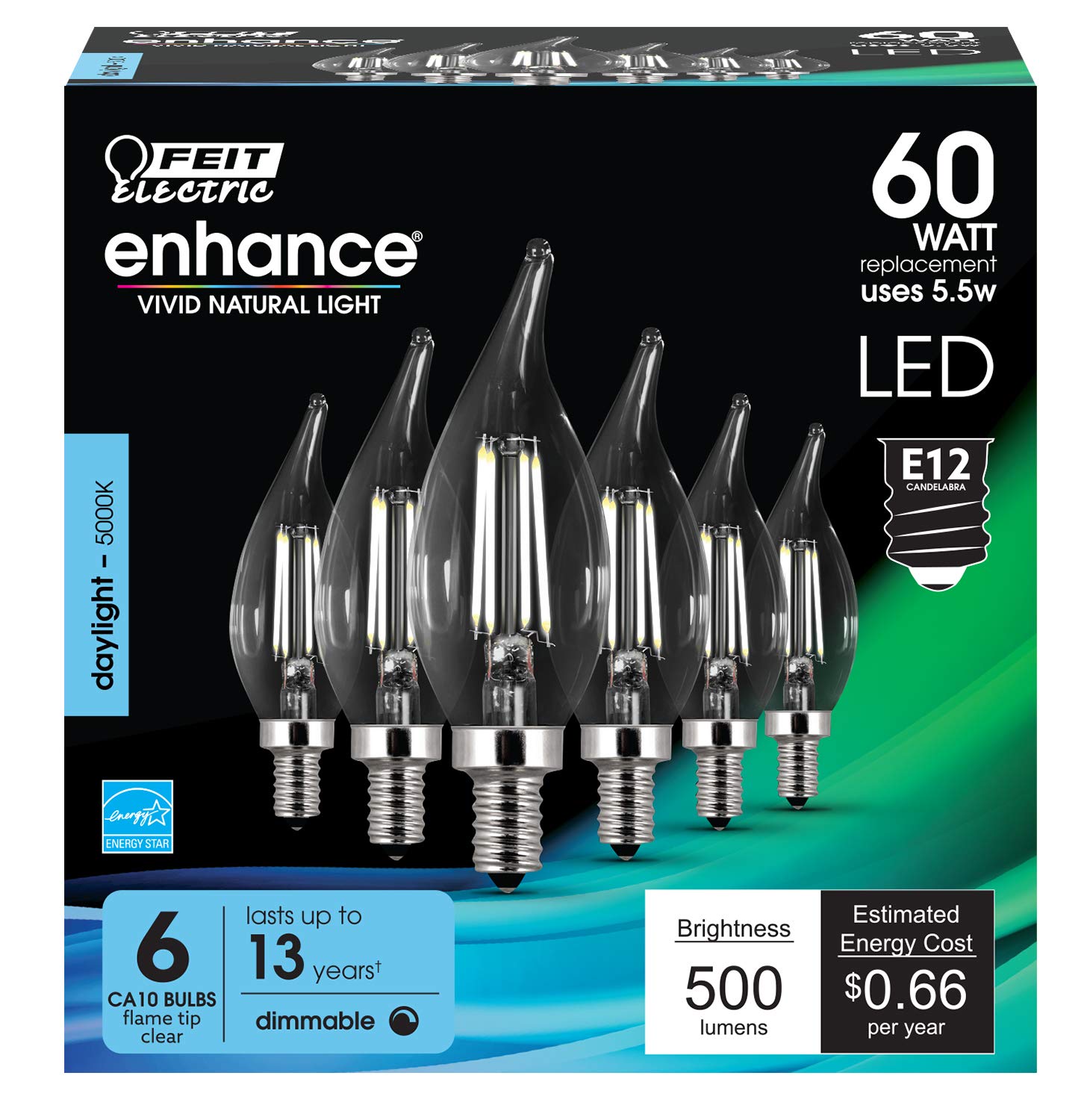 Foto 3 pulgar | Bombilla Led Feit Electric  Equivalente A 60 W  Ca10  500 Lm  5000 K - Venta Internacional.