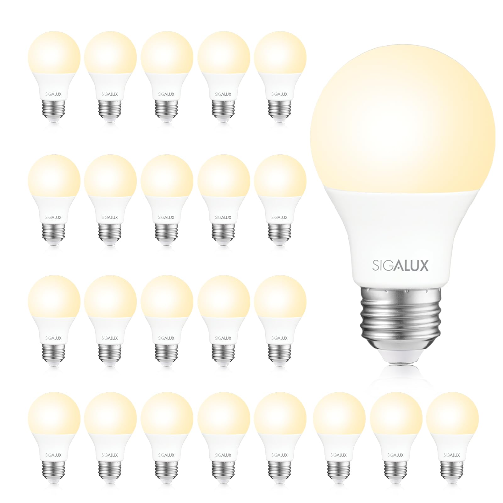 Paquete De 24 Bombillas Led Sigalux A19  9 5 W  750 Lúmenes  2700 K  E26 - Venta Internacional.