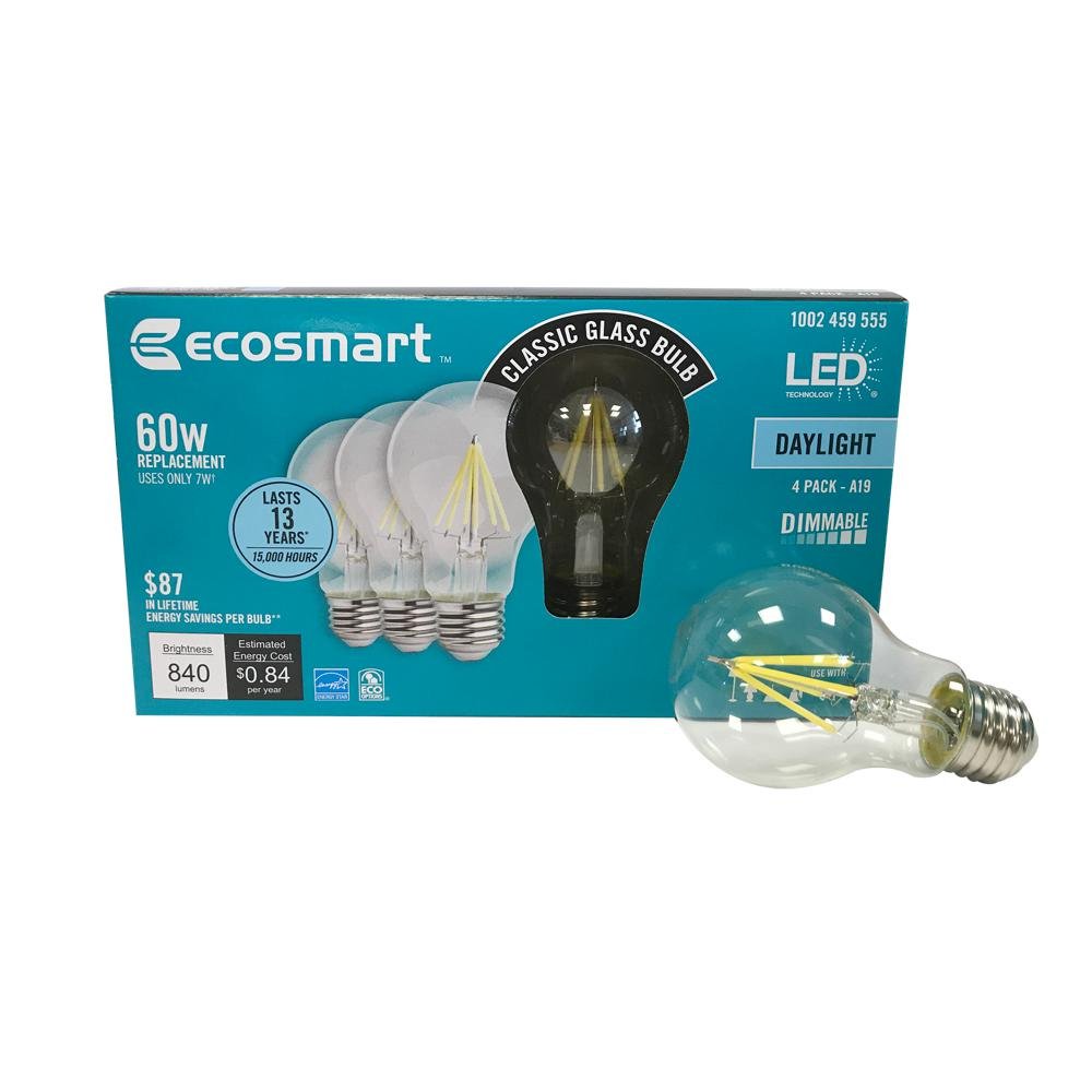 Foto 2 pulgar | Bombilla Led Ecosmart De 60 W  A19  Vintage  Luz Diurna  5000 K - Venta Internacional.