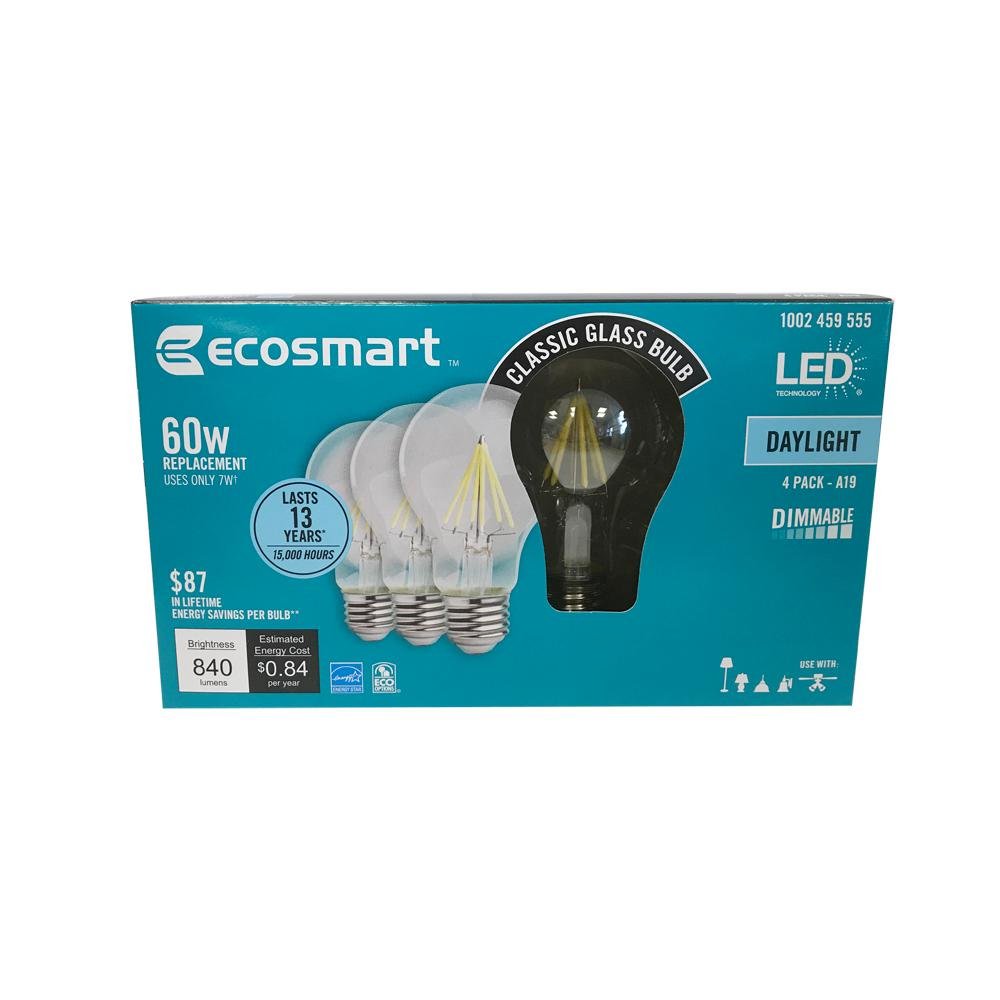 Foto 3 pulgar | Bombilla Led Ecosmart De 60 W  A19  Vintage  Luz Diurna  5000 K - Venta Internacional.