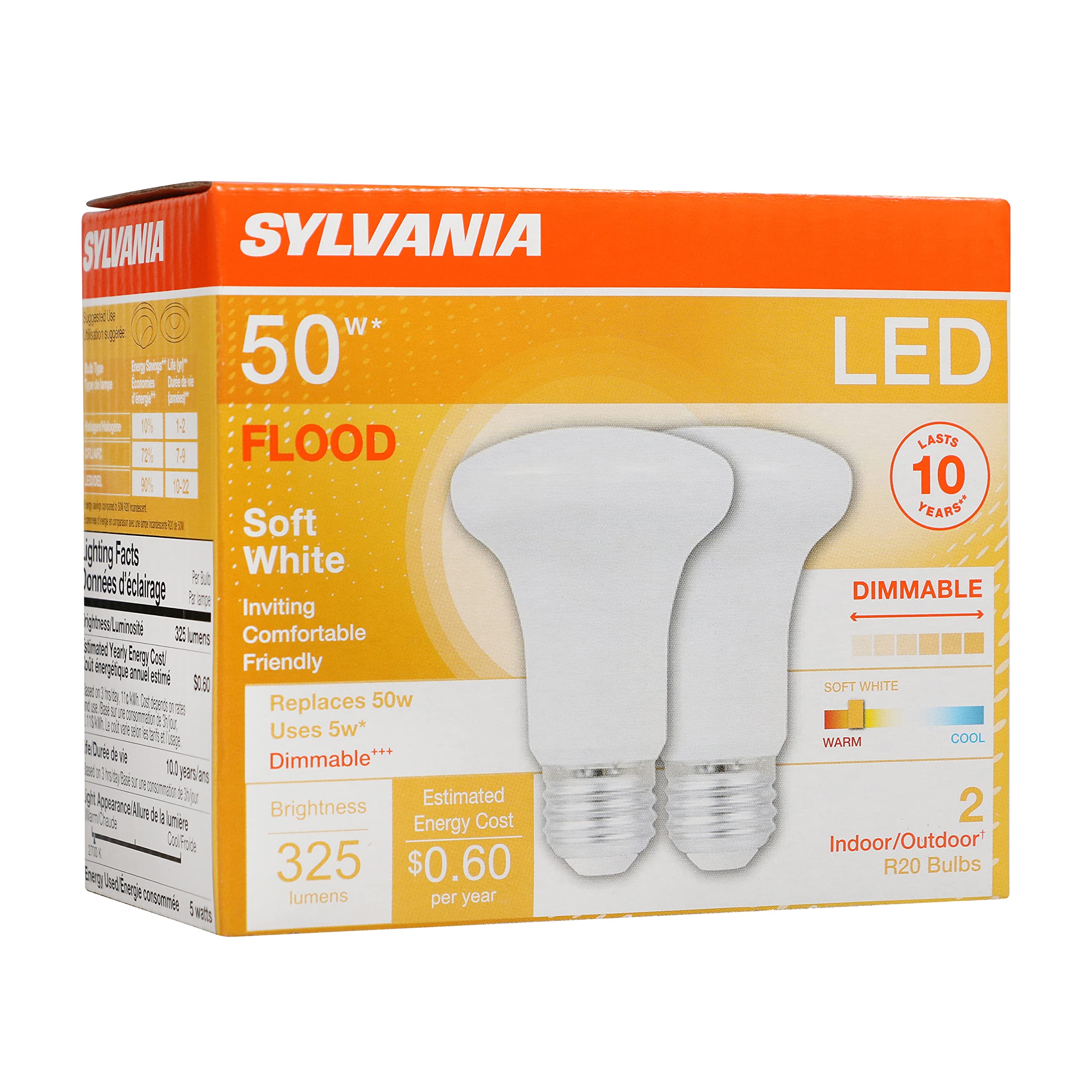 Foto 2 pulgar | Bombilla Led De Inundación Sylvania R20  5 W (50 W)  325 Lm  2700 K  E26  Paquete De 2 - Venta Internacional.