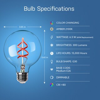 Foto 2 | Bombilla Led Inteligente Con Filamento En Forma De Globo Feit Electric G30 G3060/rgbw - Venta Internacional.