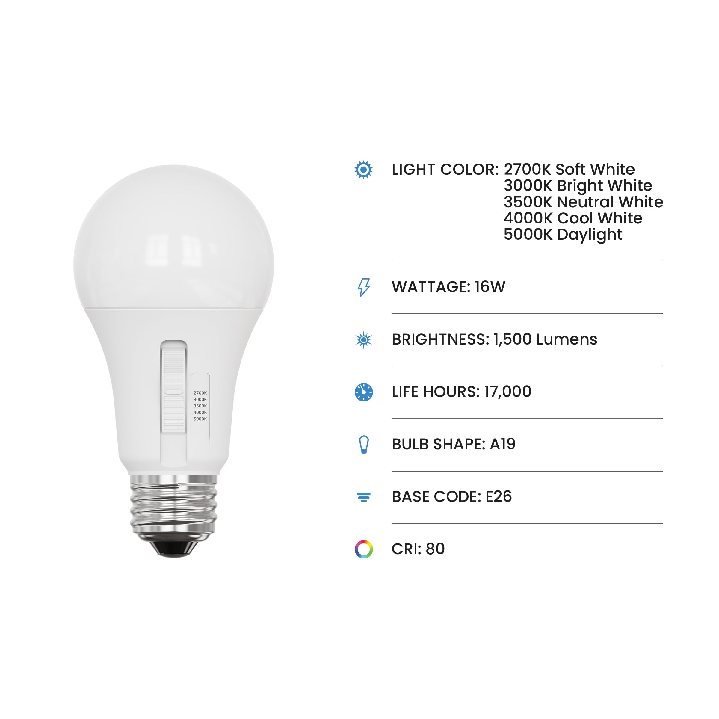 Foto 2 | Bombilla Led Feit Electric A19  16 W  1500 Lm  100 W Equiv  Paquete De 6 - Venta Internacional.