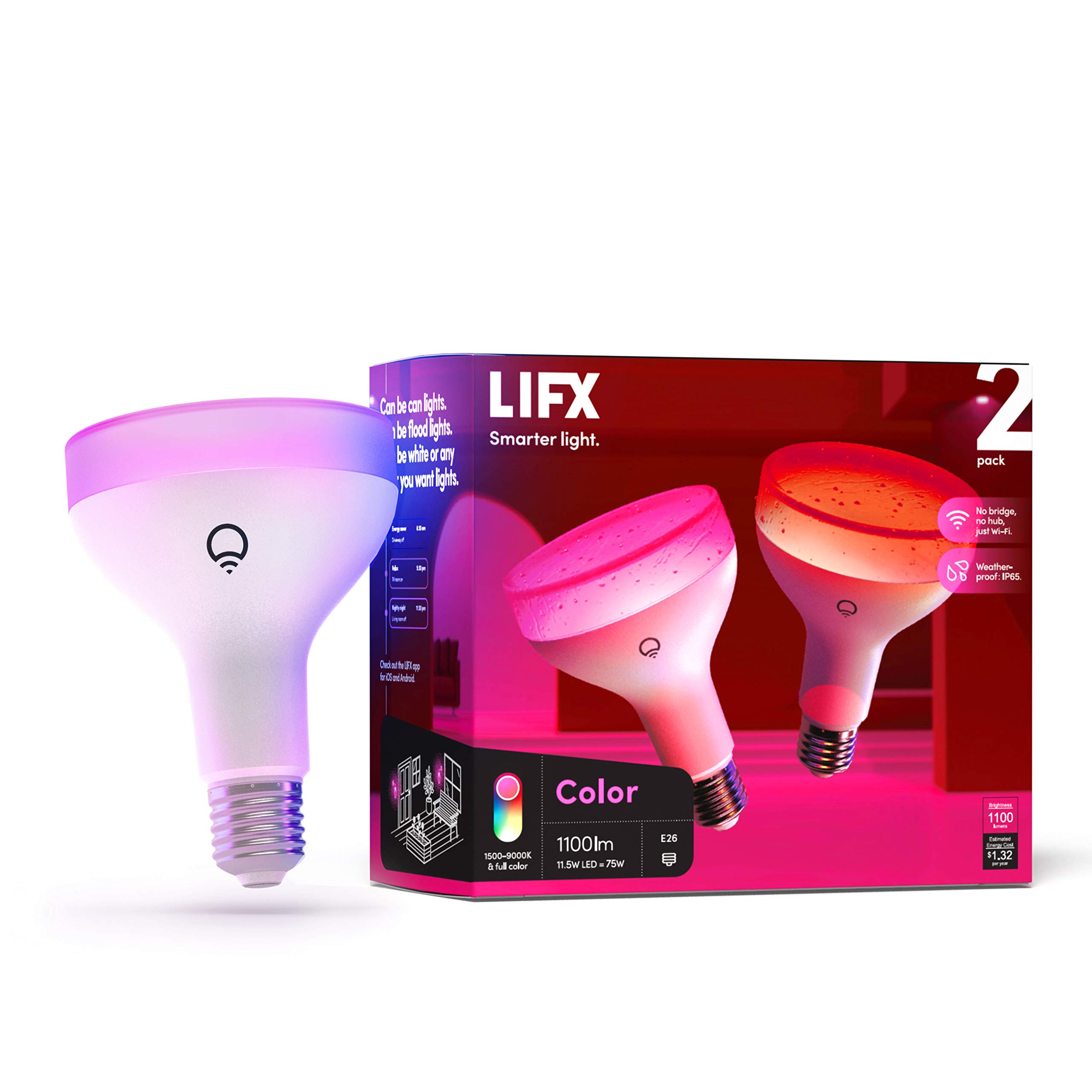 Foto 2 pulgar | Bombilla Led Inteligente Lifx Color 1100 Lúmenes Br30 E26 (x2) - Venta Internacional.