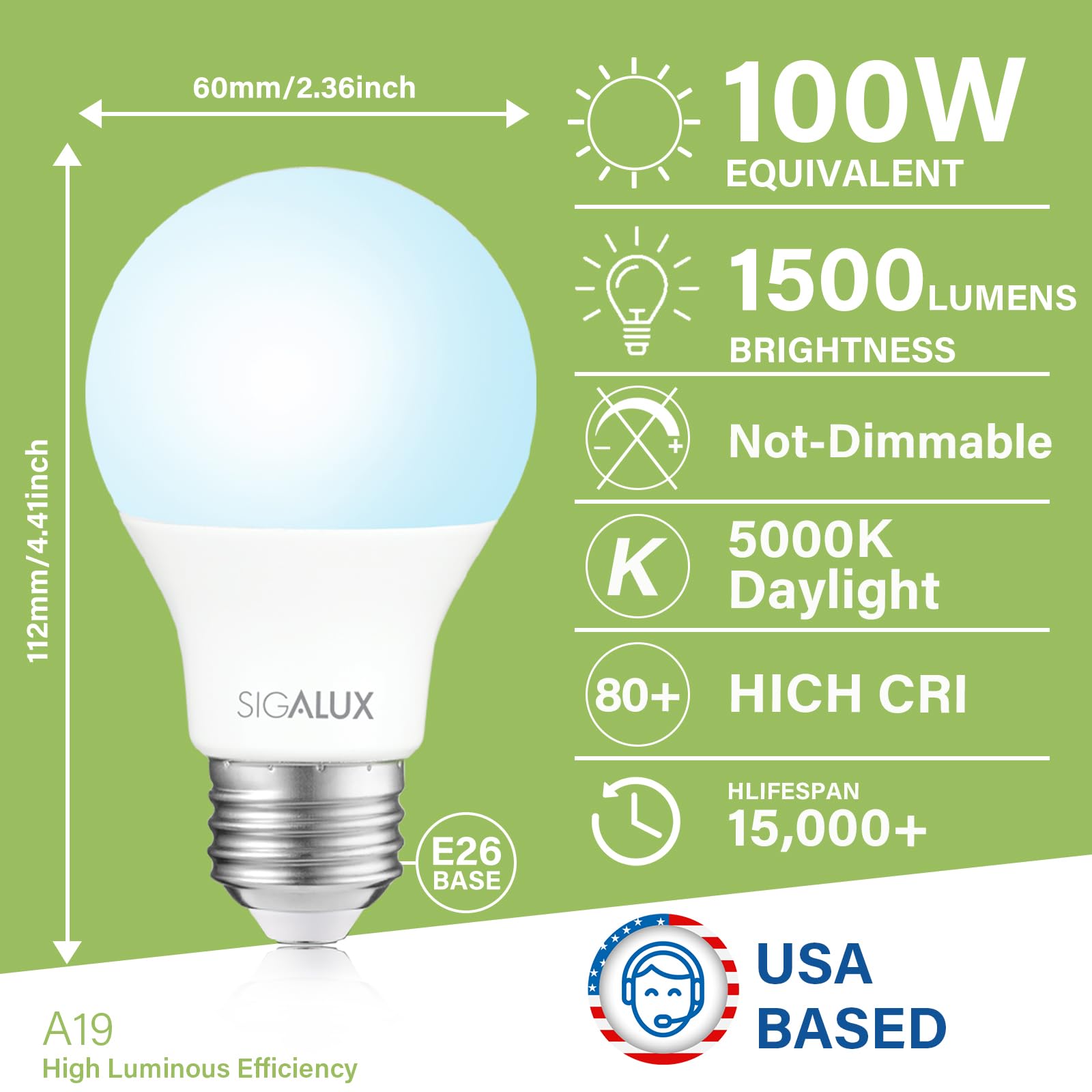Foto 2 | Bombillas Sigalux De 10 W  1500 Lm  5000 K  E26  Equivalentes A 100 W  Paquete De 4 - Venta Internacional.