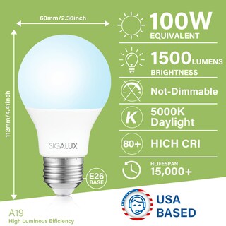 Foto 2 | Bombillas Sigalux De 10 W 1500 Lm 5000 K E26 Equivalentes A 100 W Paquete De 4 - Venta Internacional.