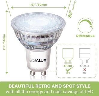 Foto 2 | Bombillas Led Sigalux Gu10 Regulables 5000 K 4 5 W 450 Lm Paquete De 16 - Venta Internacional.