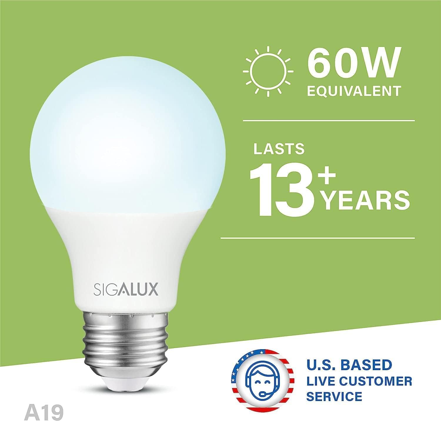 Foto 3 pulgar | Bombilla Led Sigalux A19  9 5 W  5000 K  Luz Diurna  800 Lúmenes  Paquete De 16 - Venta Internacional.