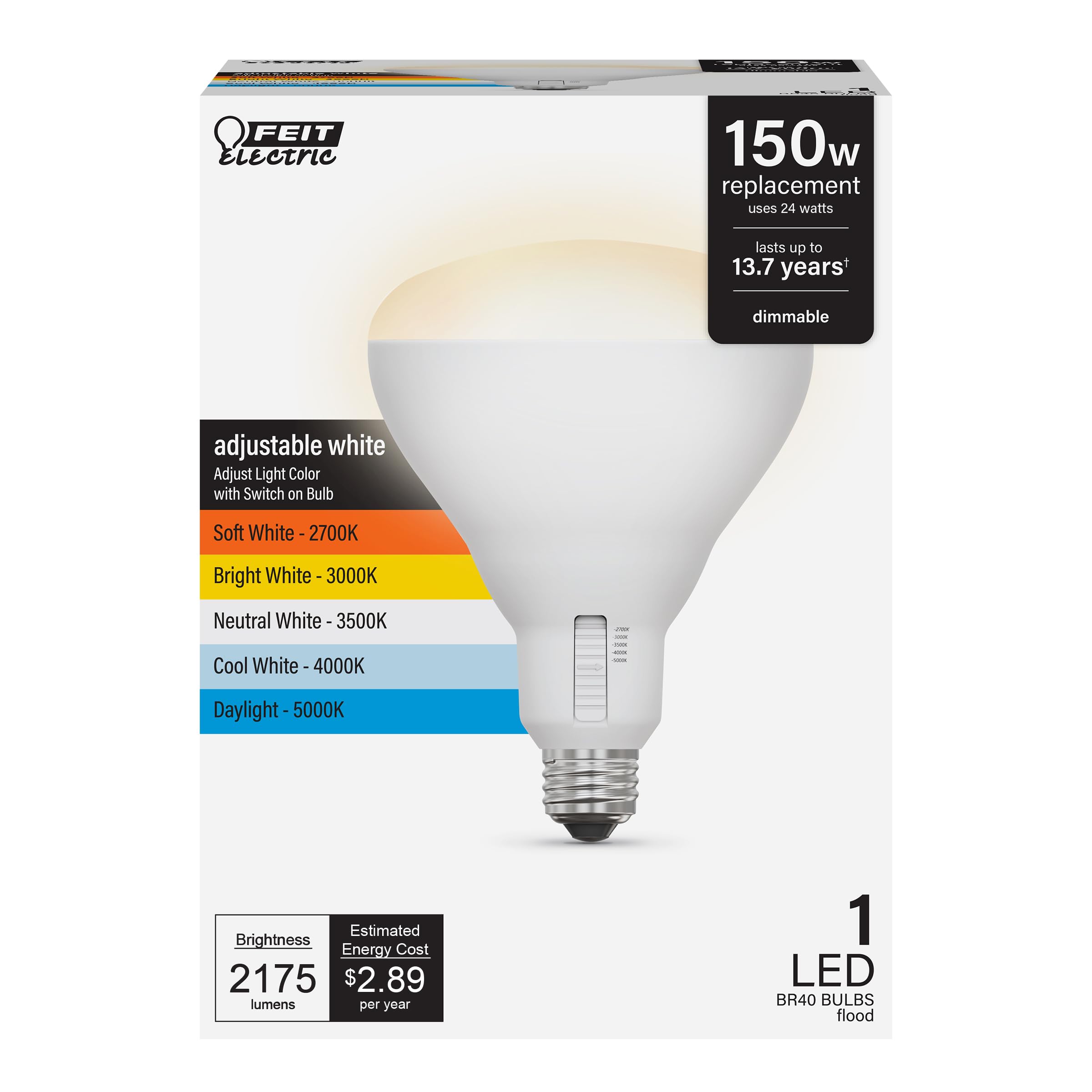 Bombilla Led Feit Electric Br40 Equivalente A 150 W  Regulable - Venta Internacional.