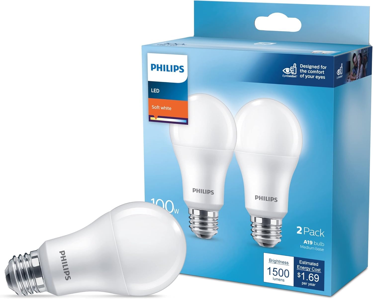 Foto 3 pulgar | Bombilla Led Philips Basic Frosted A19 14 W = 100 W 2700 K 1500 Lm - Venta Internacional.