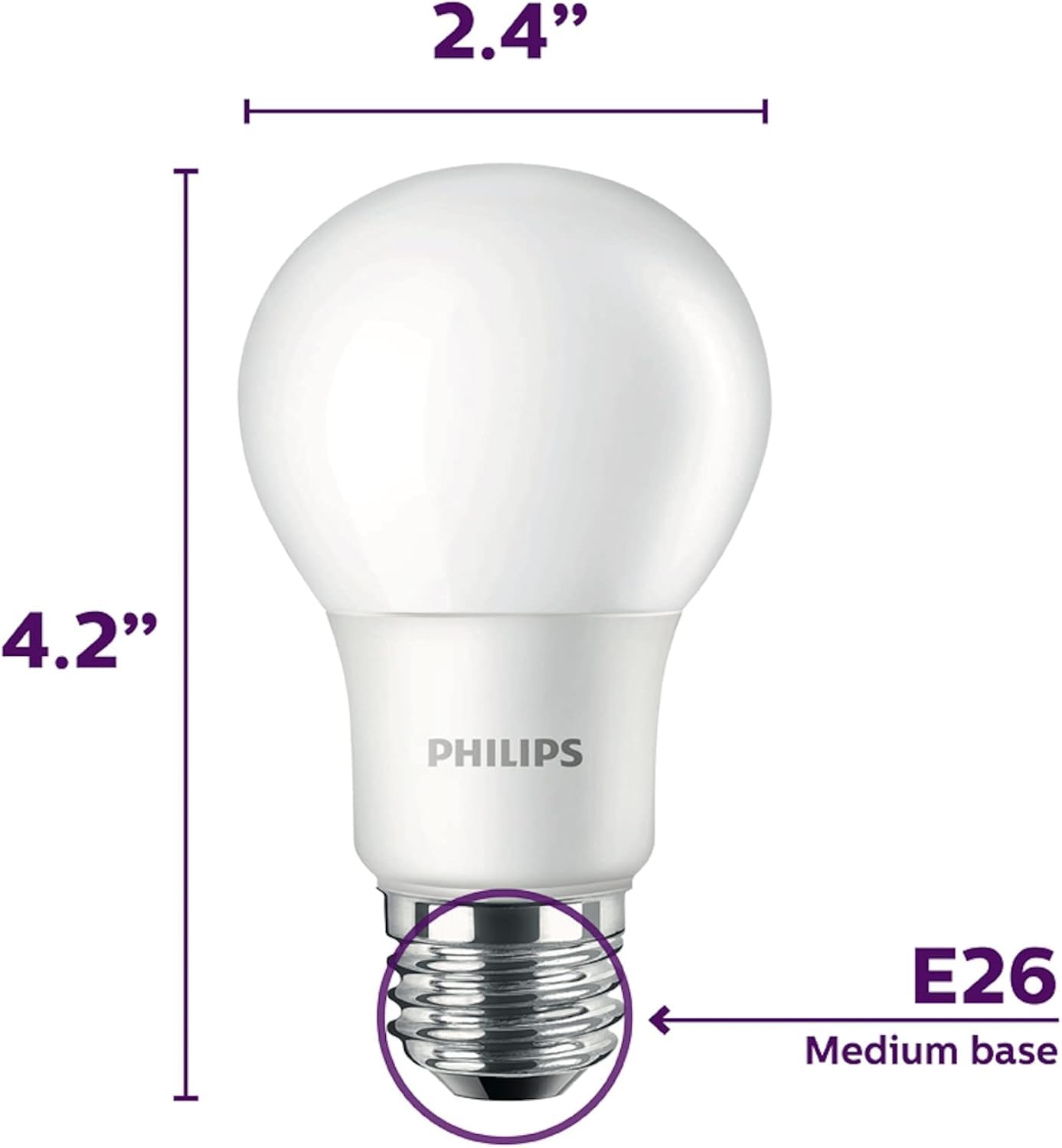 Foto 4 | Bombilla Led Philips Basic Frosted A19 14 W = 100 W 2700 K 1500 Lm - Venta Internacional.