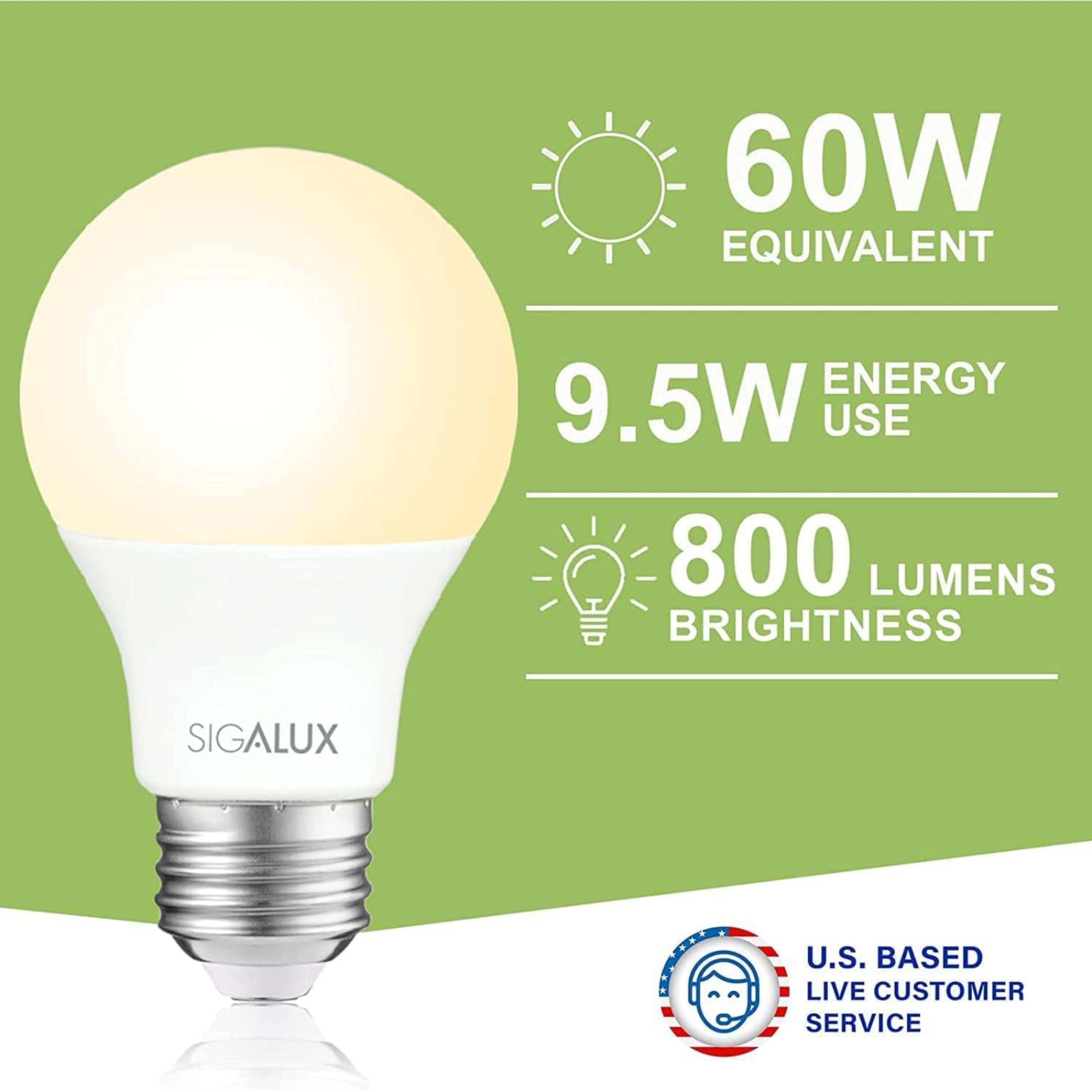 Foto 3 pulgar | Bombillas Led Sigalux De 9 5 W  800 Lúmenes  2700 K  E26  4 Paquetes - Venta Internacional.