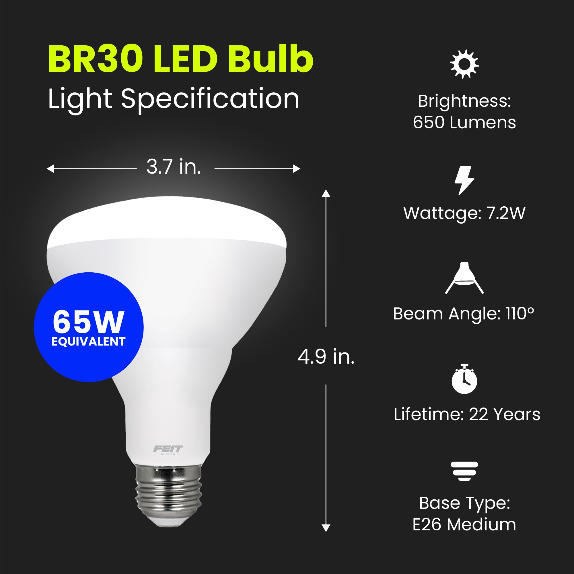 Foto 4 pulgar | Bombilla Led Feit Electric Br30  7 2 W  650 Lm  5000 K  Regulable - Venta Internacional.