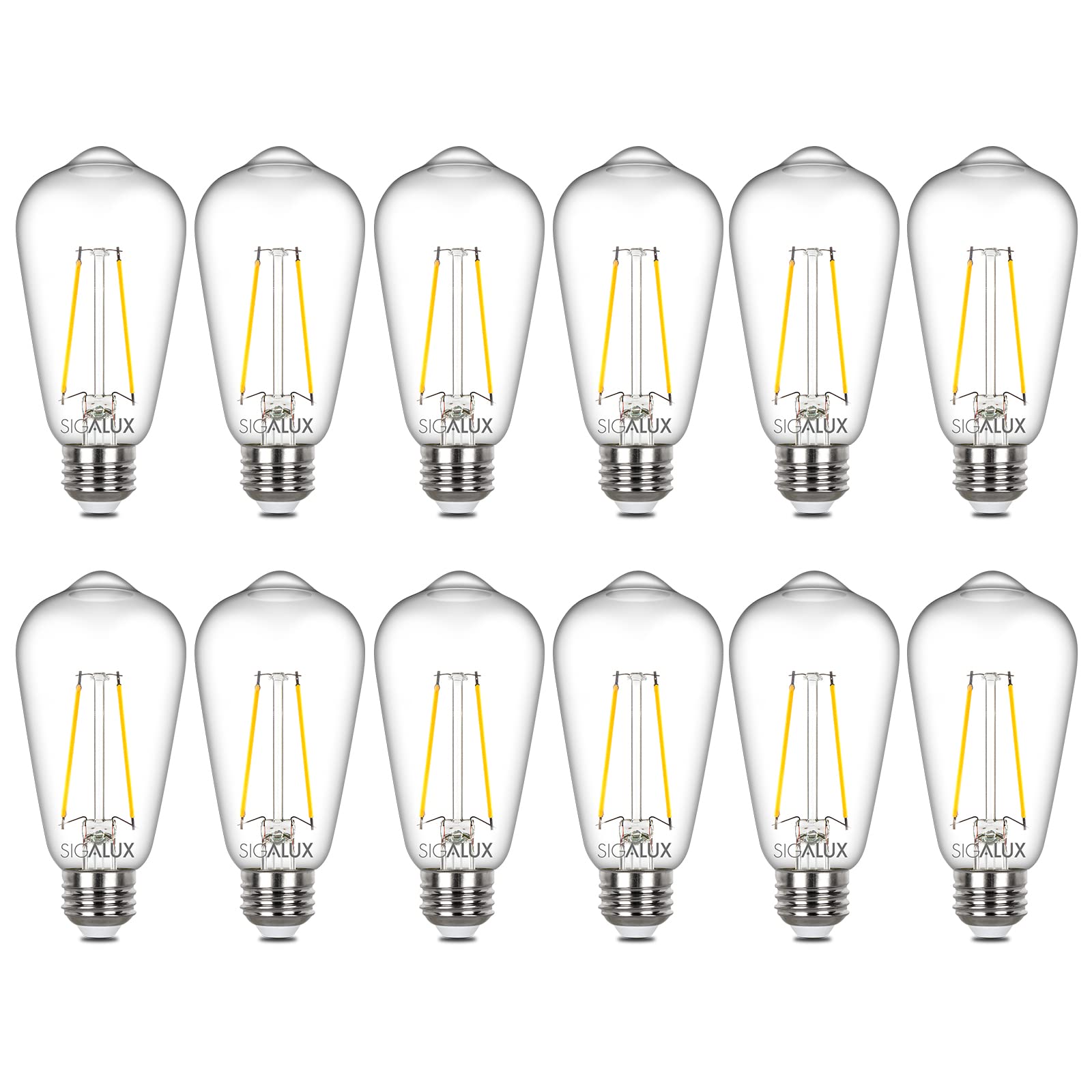Bombilla Led Sigalux Edison St58  Filamento Transparente  6 W  5000 K  E26  Paquete De 12 Unidades - Venta Internaciona