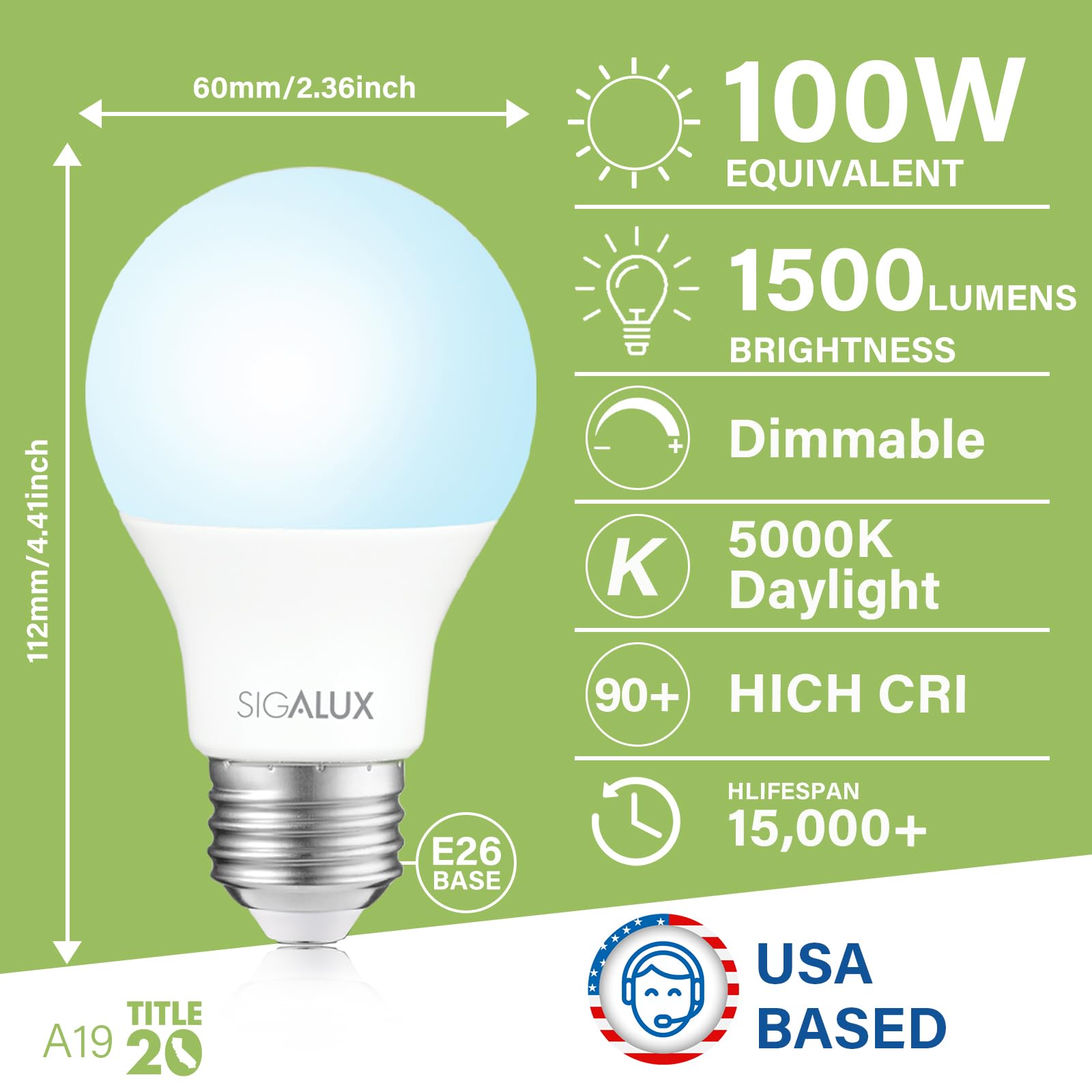 Foto 3 pulgar | Bombillas Led Sigalux A19  Luz Diurna  14 W  1500 Lúmenes  Regulables  Paquete De 8 - Venta Internacional.