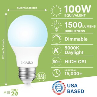Foto 2 | Bombillas Led Sigalux A19 Luz Diurna 14 W 1500 Lúmenes Regulables Paquete De 8 - Venta Internacional.