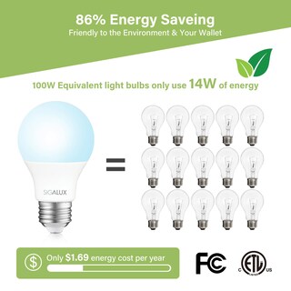 Foto 3 | Bombillas Led Sigalux A19 Luz Diurna 14 W 1500 Lúmenes Regulables Paquete De 8 - Venta Internacional.