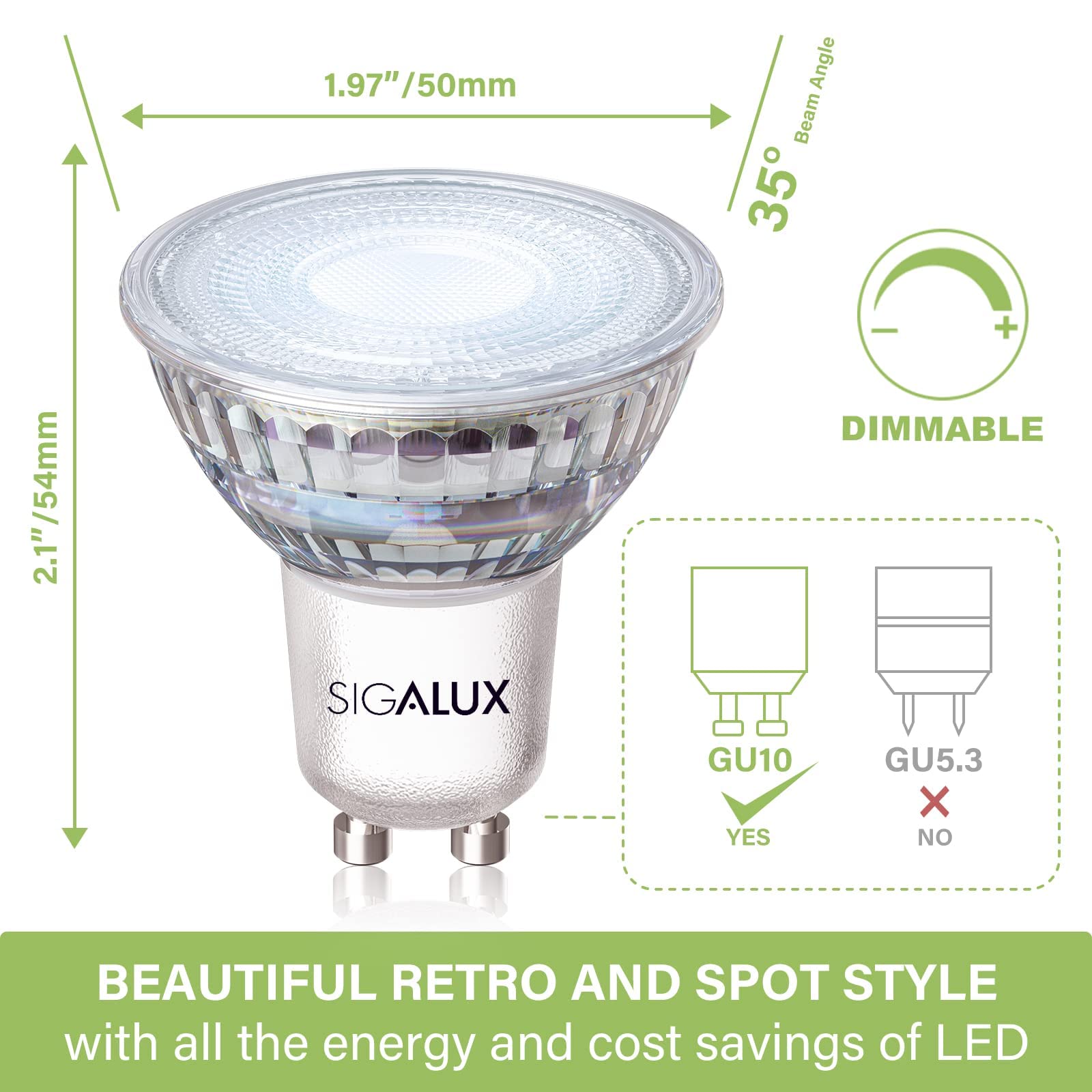 Foto 3 pulgar | Bombillas Led Sigalux Gu10  Regulables  5000 K  4 5 W  450 Lm  Paquete De 8 - Venta Internacional.