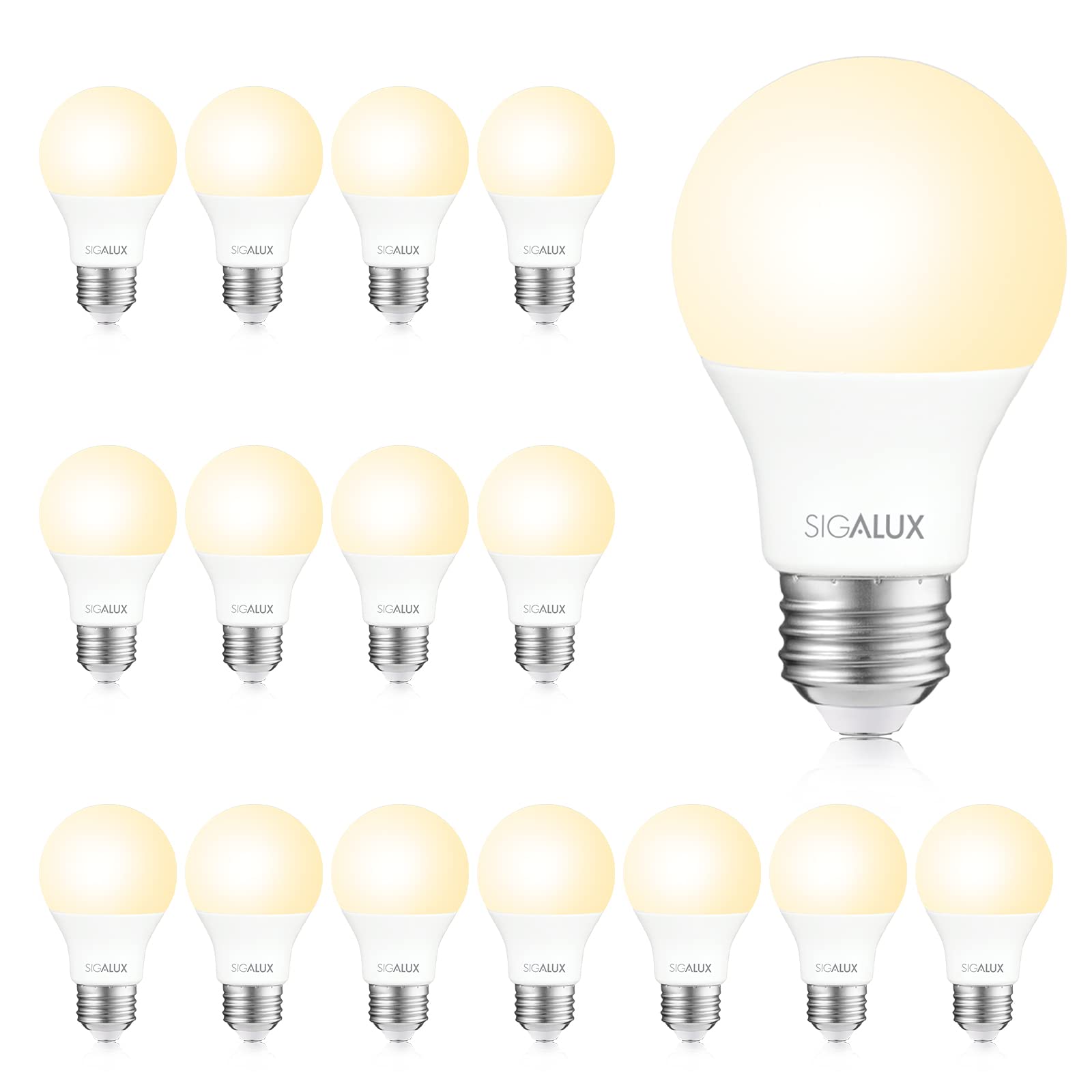 Paquete De 16 Bombillas Led Sigalux  9 5 W  800 Lúmenes  2700 K  E26 - Venta Internacional.