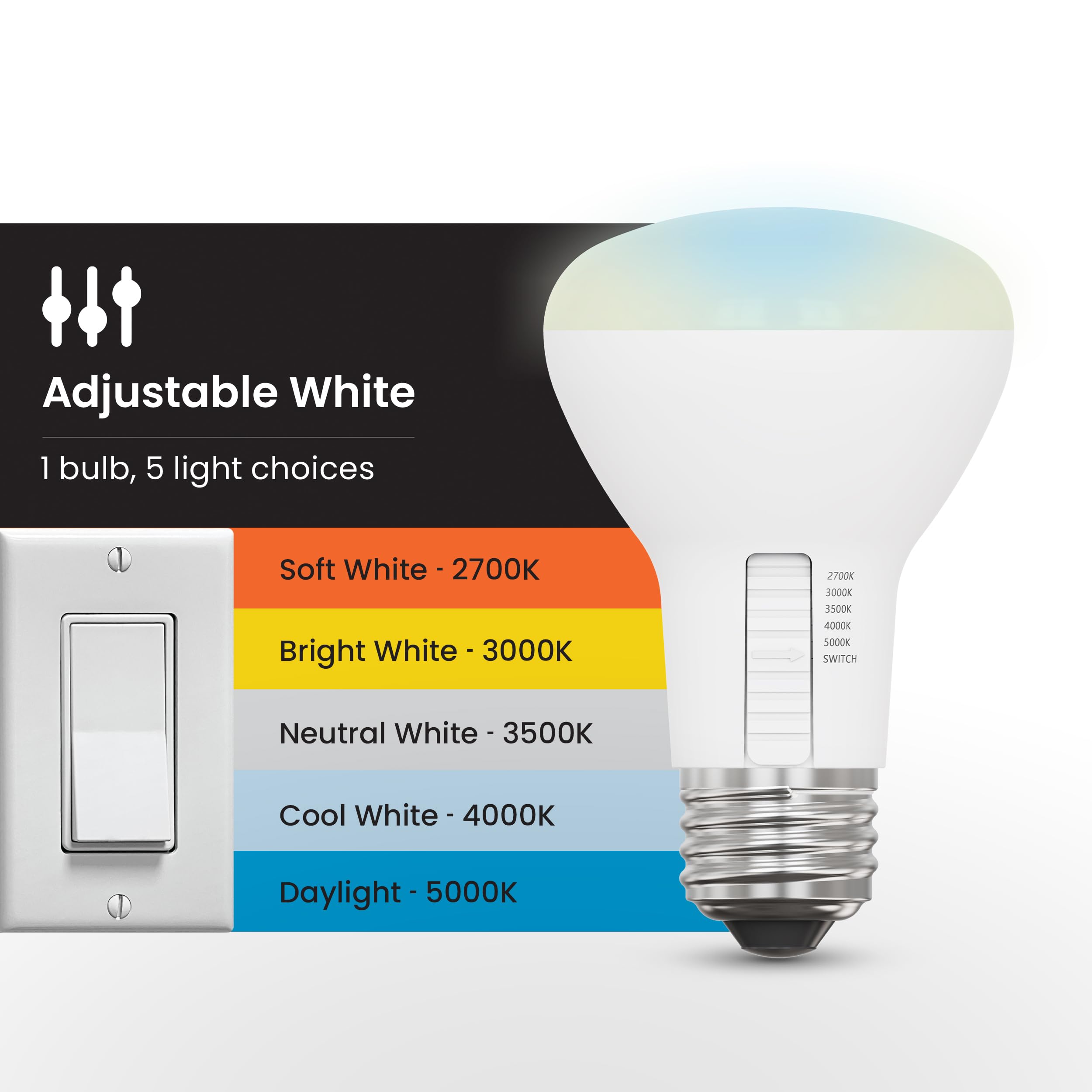 Foto 7 pulgar | Bombilla Led Feit Electric R20 De 5 W  450 Lm  45 W  Regulable  5 Cct - Venta Internacional.