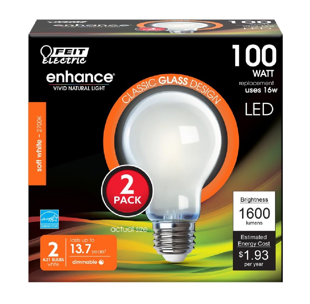 Foto 2 pulgar | Bombilla Led Feit Electric A19 15 W 1600 Lm 2700 K E26  Paquete De 2 - Venta Internacional.