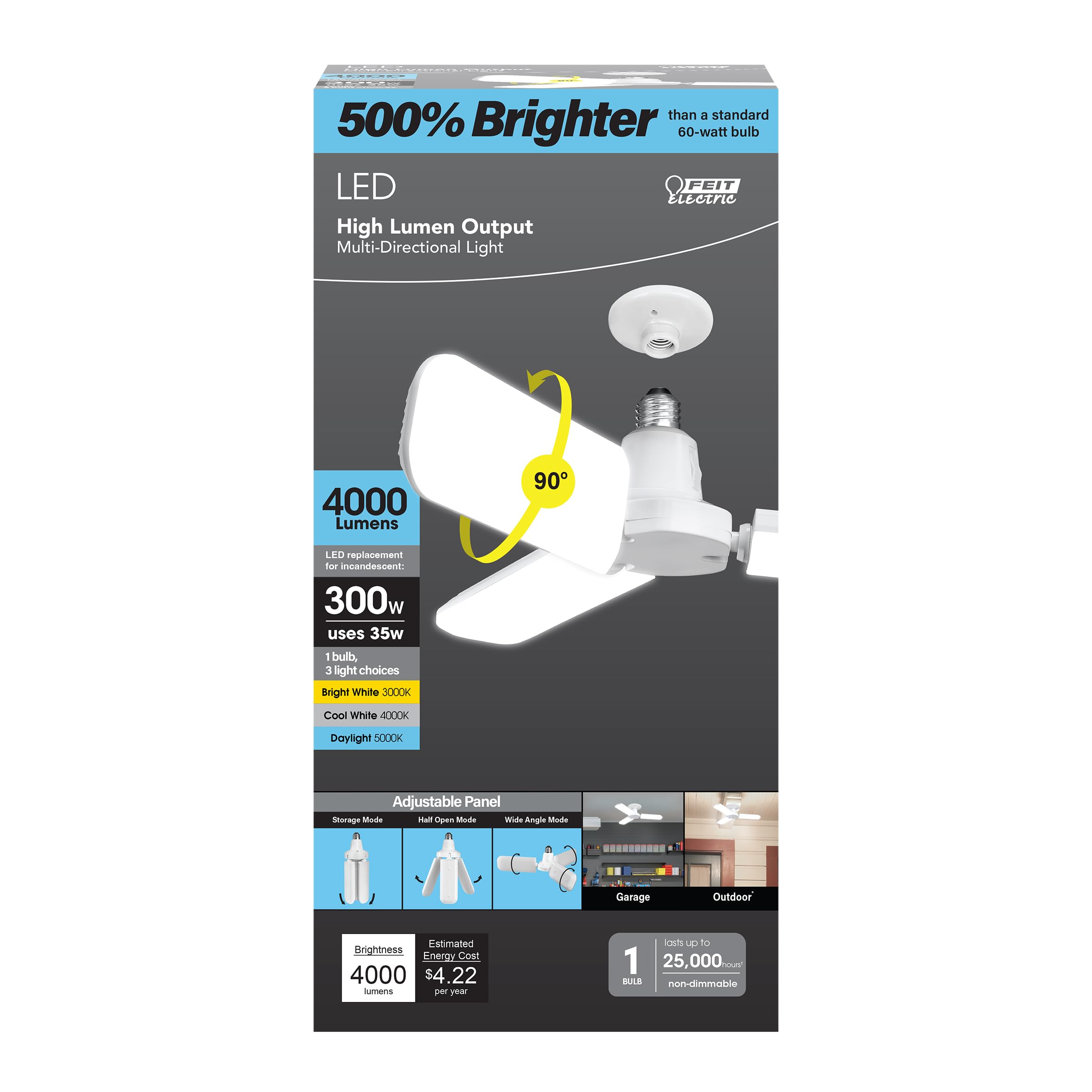 Bombilla Led De Garaje Feit Electric Adj4000/3cct/led 4000lm - Venta Internacional.