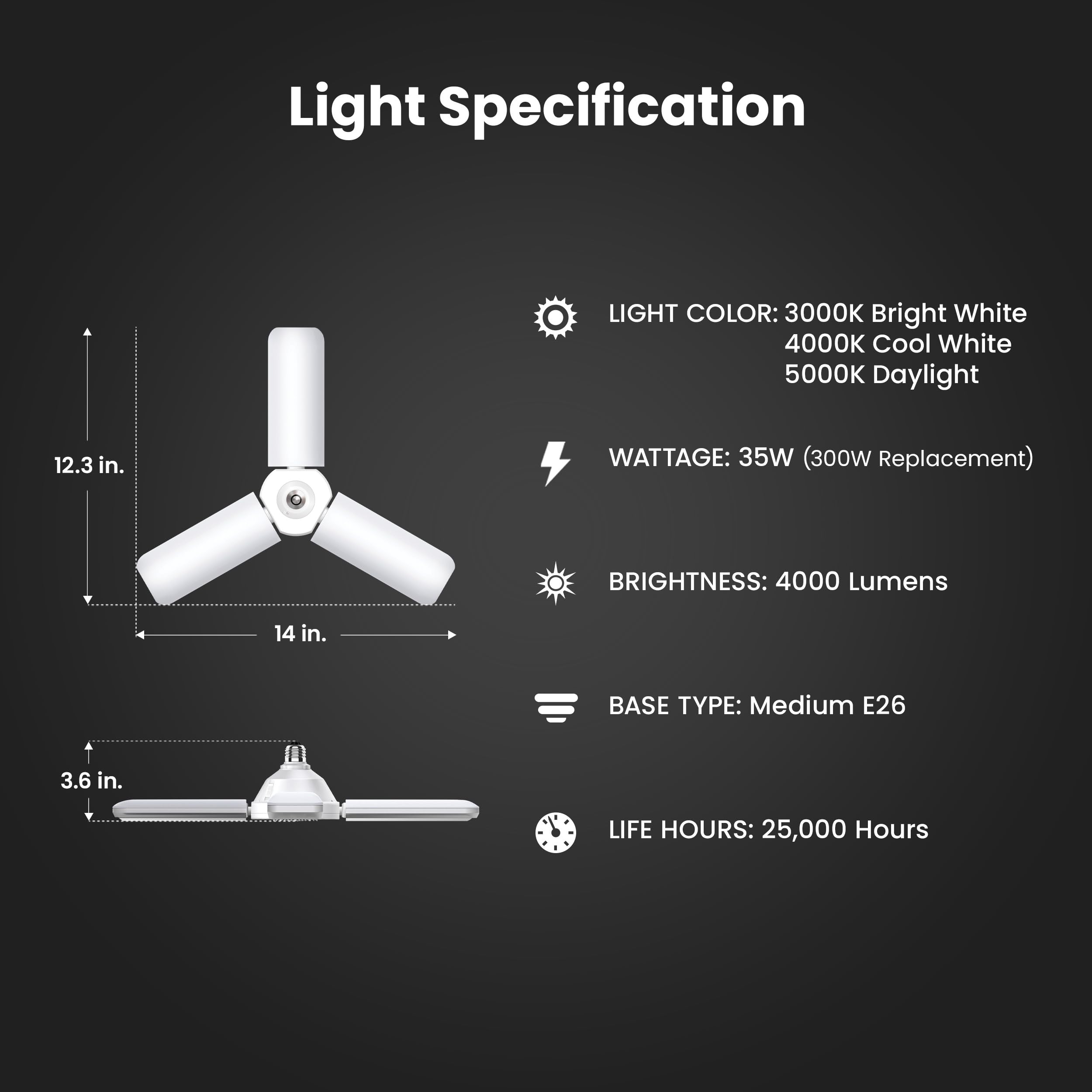 Foto 2 | Bombilla Led De Garaje Feit Electric Adj4000/3cct/led 4000lm - Venta Internacional.