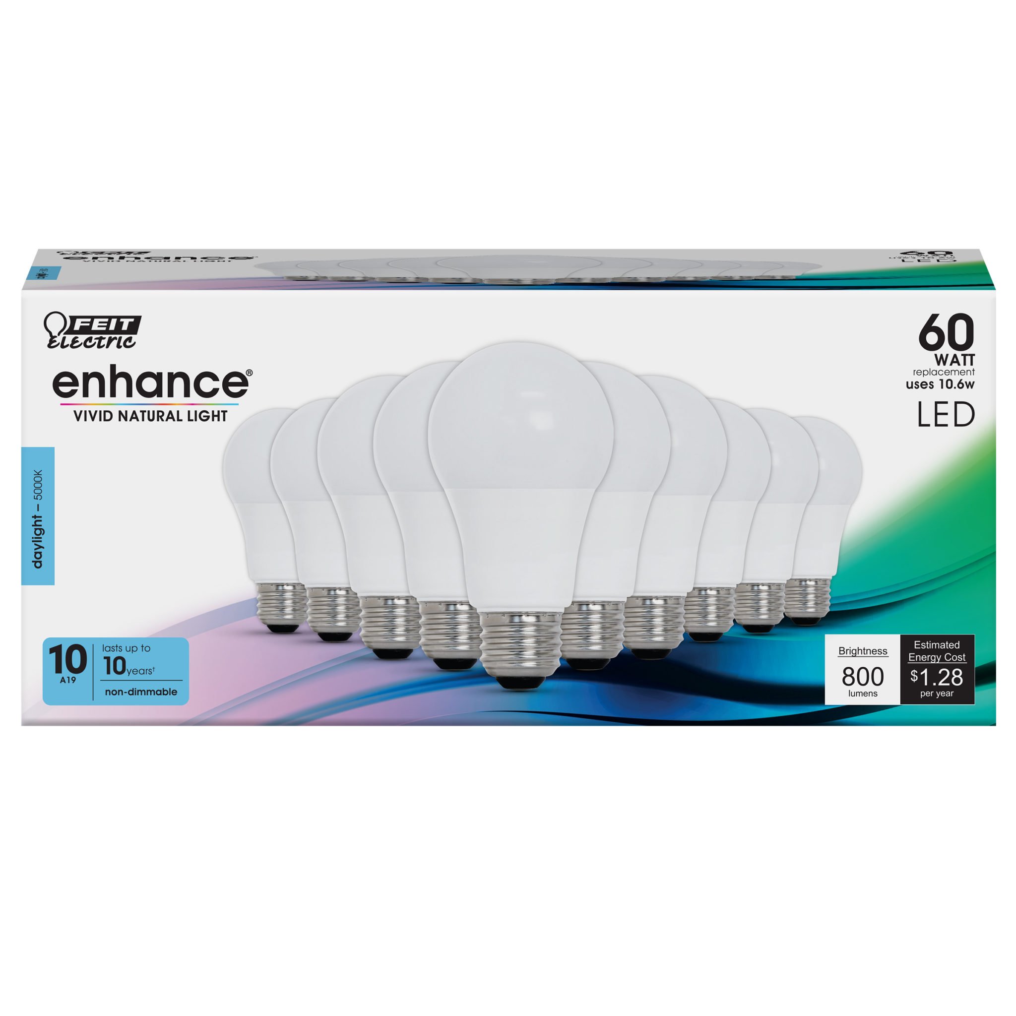 Foto 3 pulgar | Bombilla Led Feit Electric A19  8 8 W  800 Lúmenes  5000 K  Paquete De 10 - Venta Internacional.