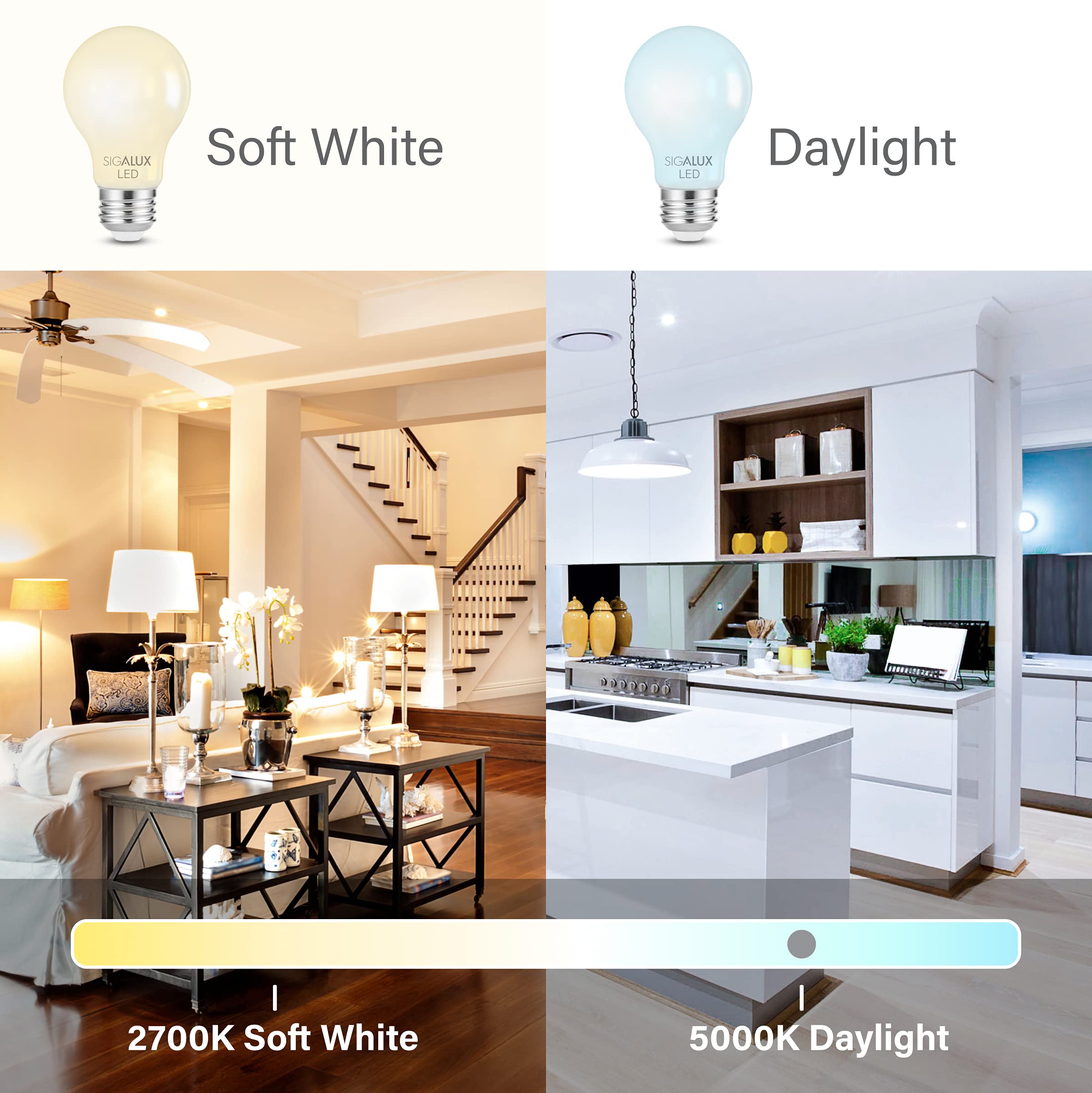 Foto 7 | Paquete De 6 Bombillas Led Sigalux  Regulables  E26  8 5 W  5000 K  800 Lm - Venta Internacional.