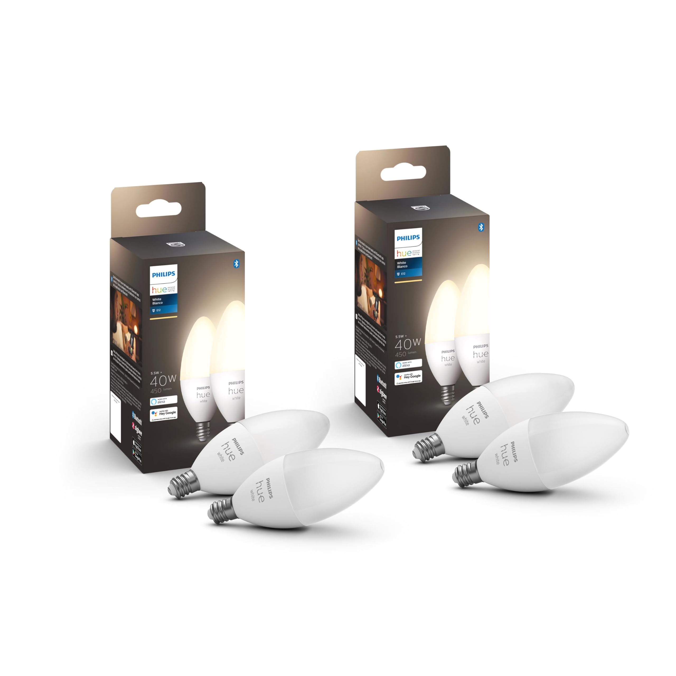 Bombilla Led Philips Hue Smart 40 W B39 Candle 450 Lm E12  Paquete De 4 - Venta Internacional.