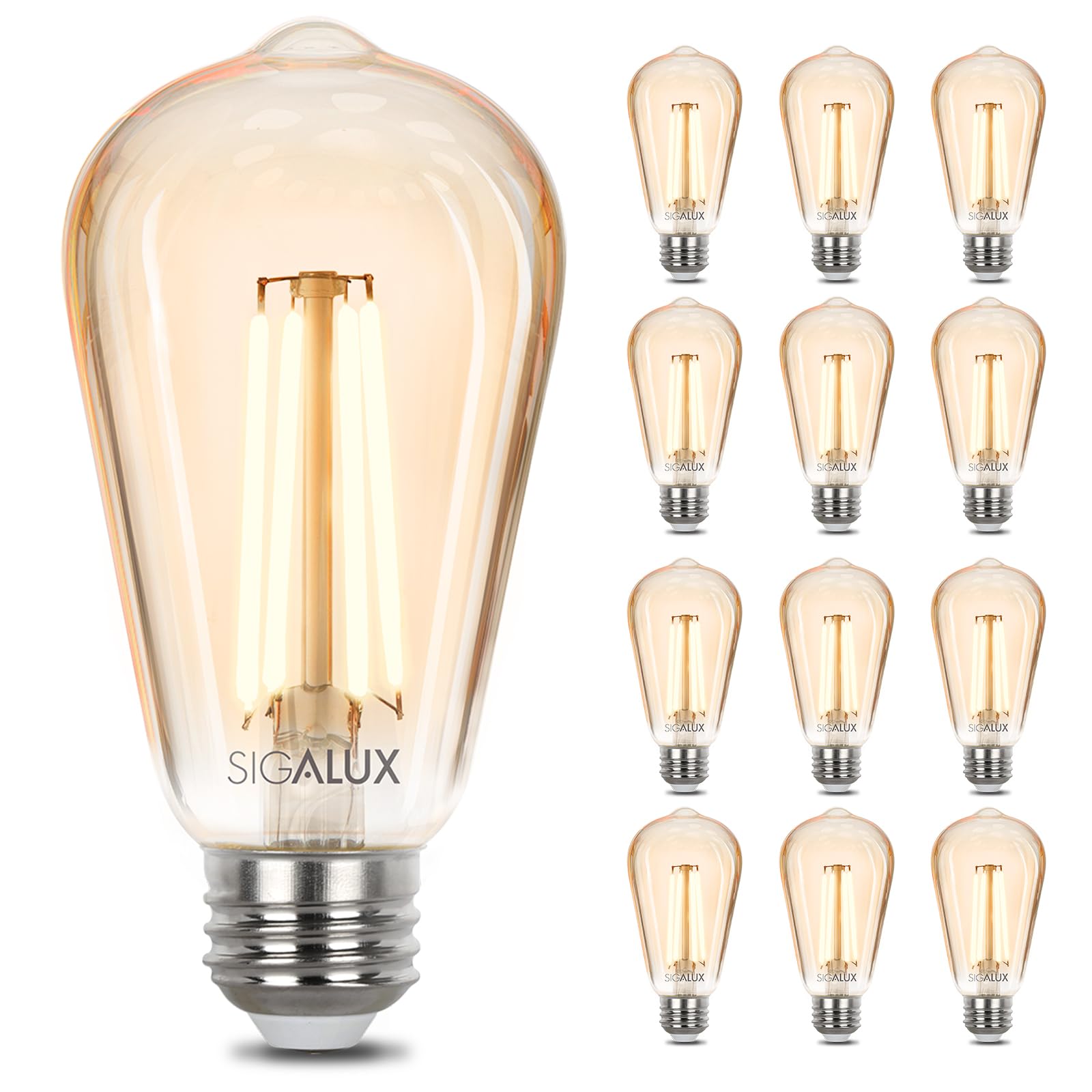 Bombilla Led Sigalux Edison De 9 W  700 Lm  2700 K  E26  Regulable  Paquete De 12 - Venta Internacional.