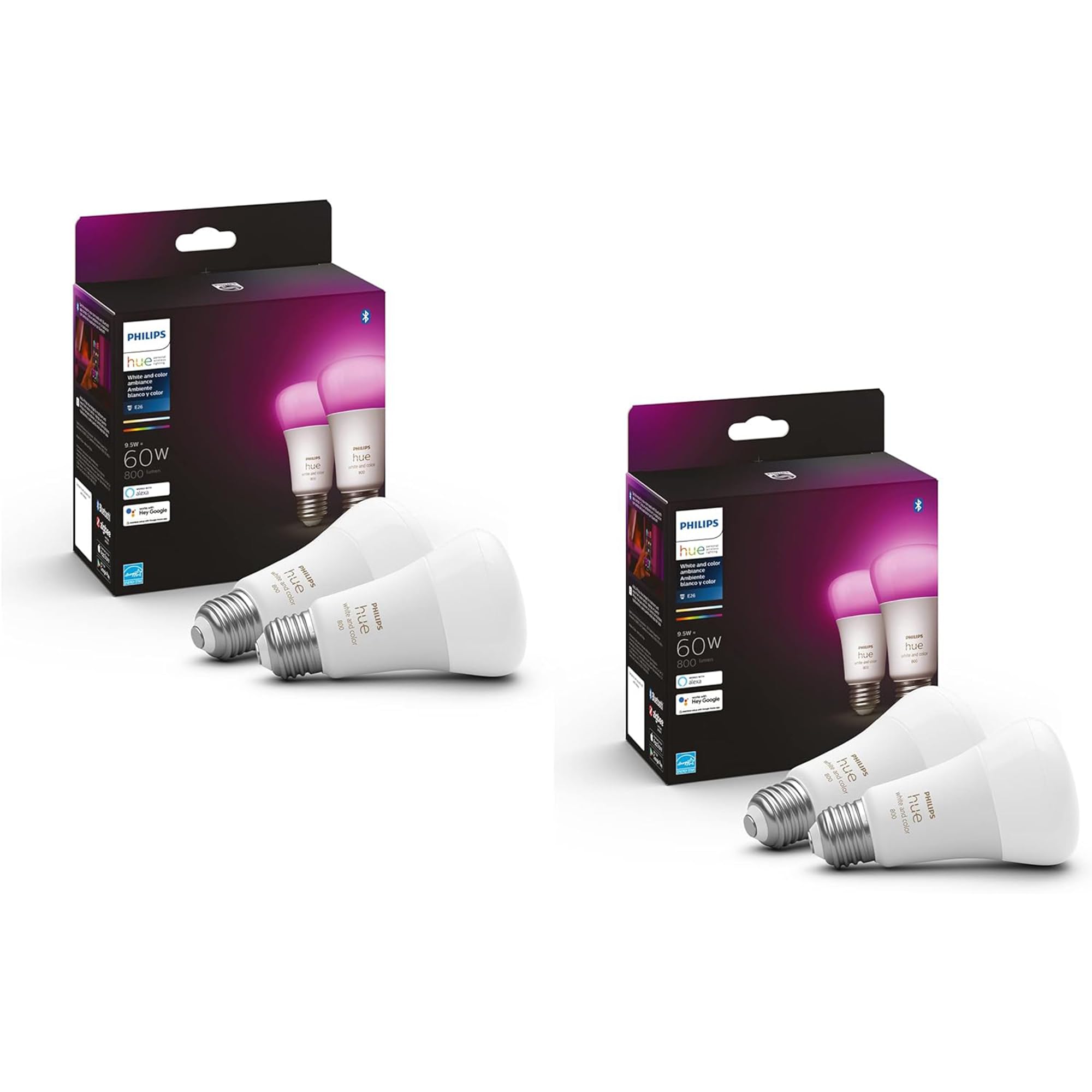 Bombilla Led Philips Hue Smart 60 W A19 Blanca Y Color  Paquete De 4 - Venta Internacional.