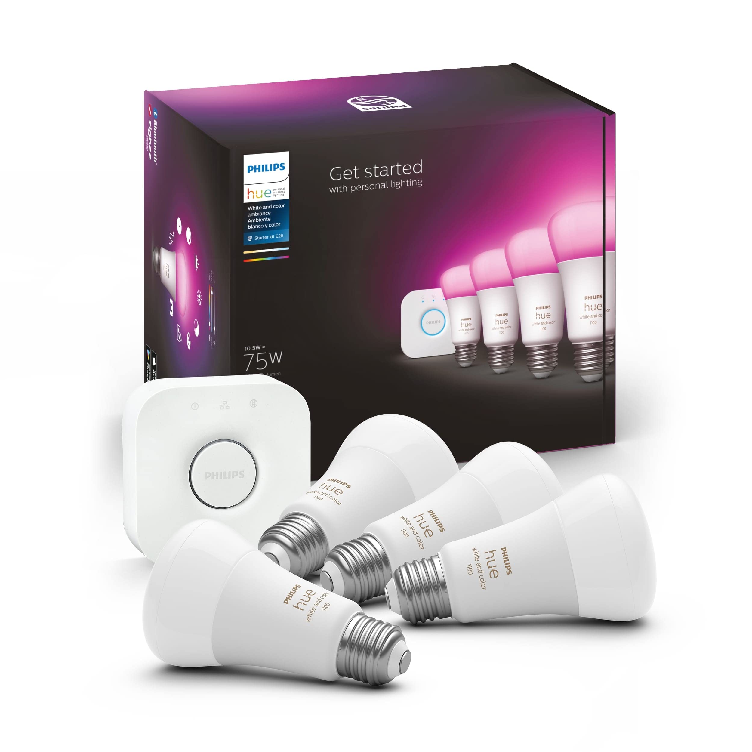 Kit De Inicio De Iluminación Inteligente Philips Hue Con Puente Y 4 Bombillas - Venta Internacional.