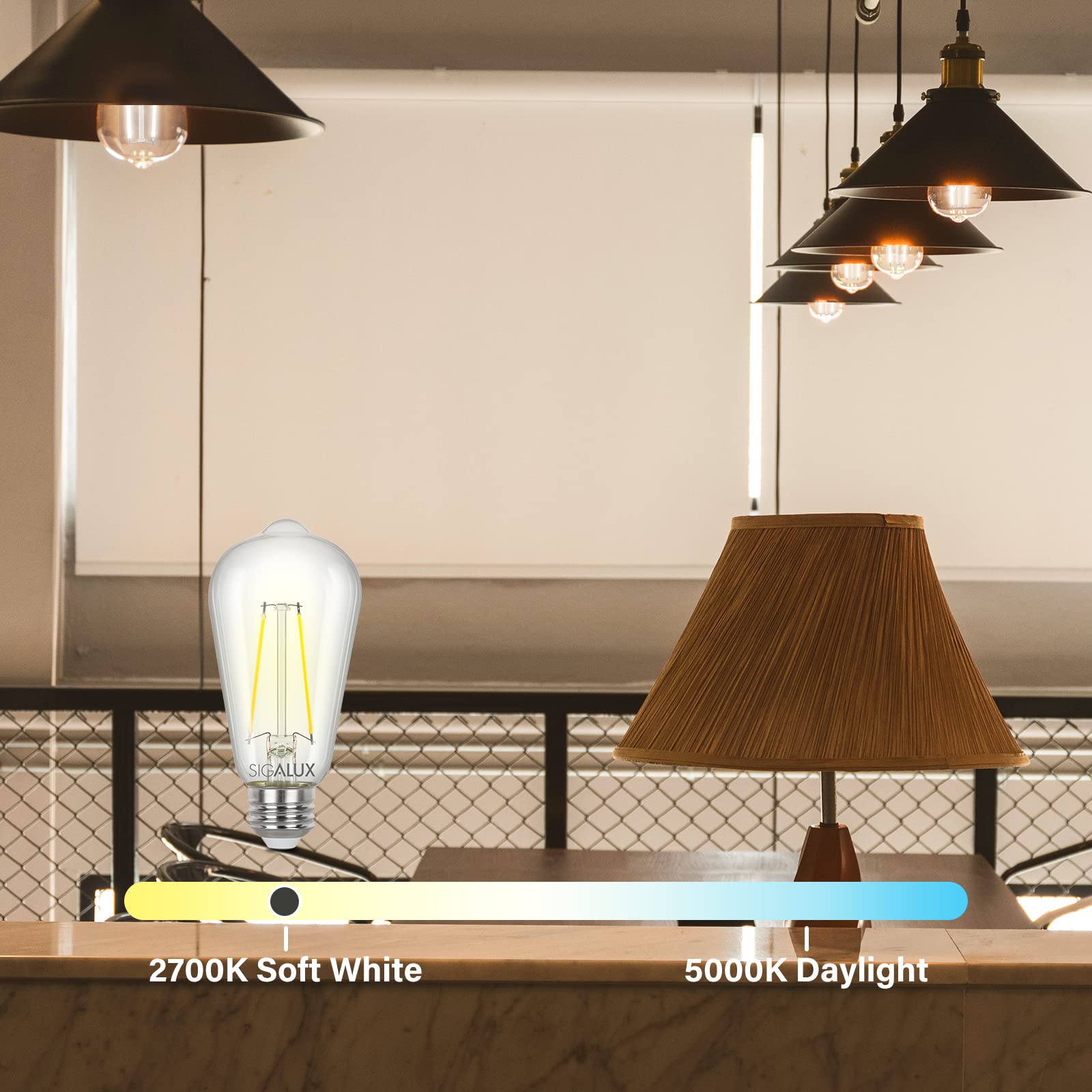 Foto 7 | Bombilla Led Sigalux Edison St58  Filamento Transparente  6 W  400 Lm  2700 K - Venta Internacional.