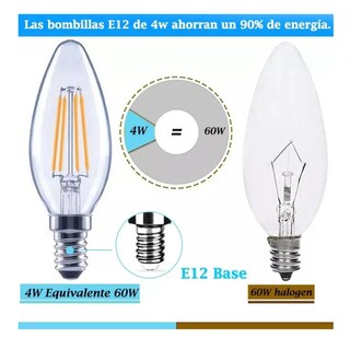 Foto 2 | 12 Foco Led Ahorradores Vintage E12 4w Equivalente 40w Blanco Frío Lab.g