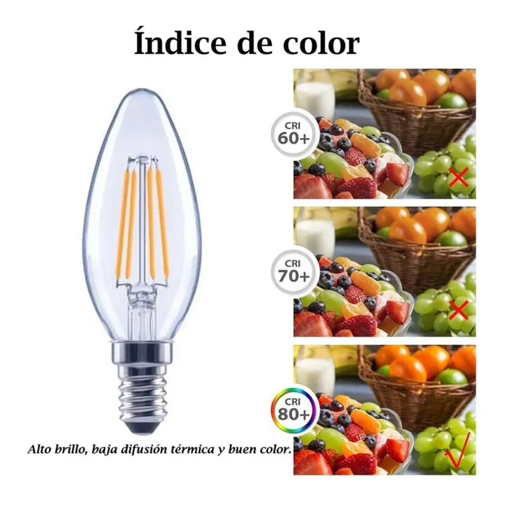 Foto 5 | 12 Foco Led Ahorradores Vintage E12 4w Equivalente 40w Blanco Frío Belug