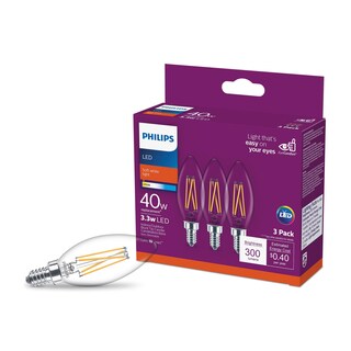 Foto 1 | Bombilla Led Philips Transparente No Regulable B11 3 3 W = 40 W - Venta Internacional.