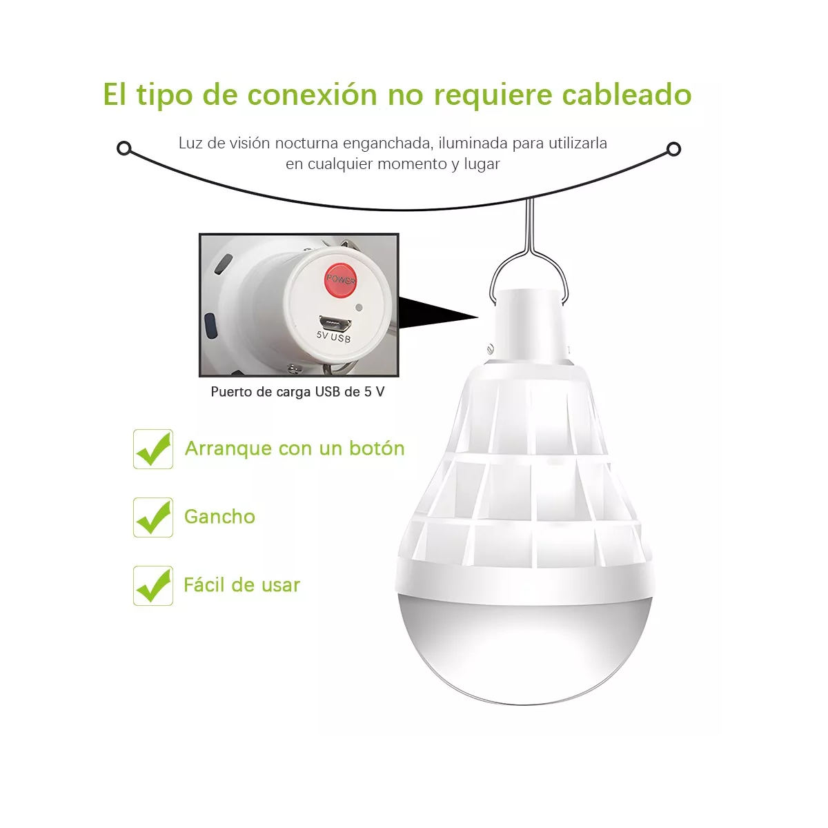 Foto 3 pulgar | Set Foco Portátil Led con Gancho Eo Safe Imports ESI-9526 Blanco USB Recargables 10 Piezas