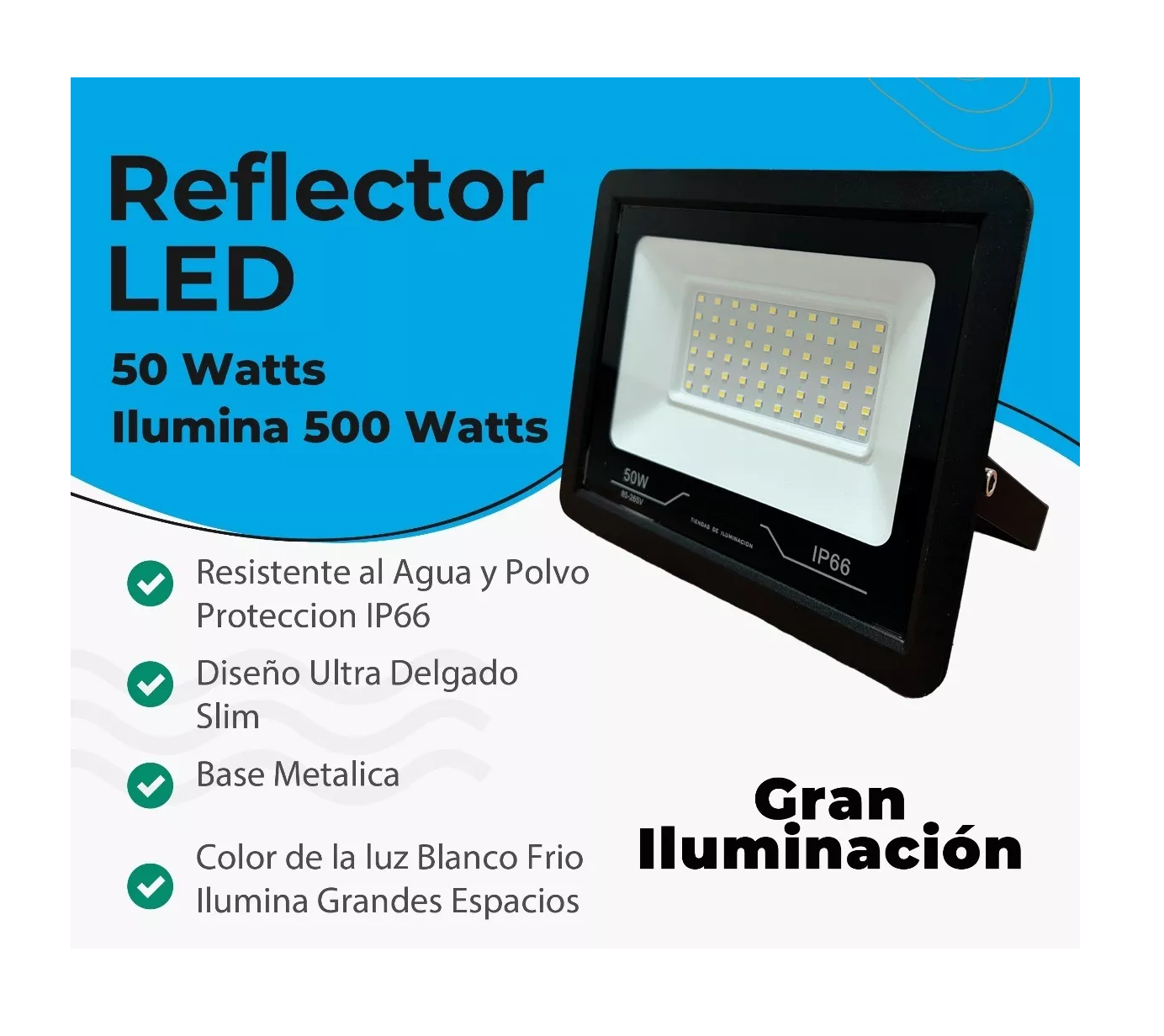 Foto 6 pulgar | Reflector Led Belug 50w Ultradelgado Exterior Alta Potencia color Negro