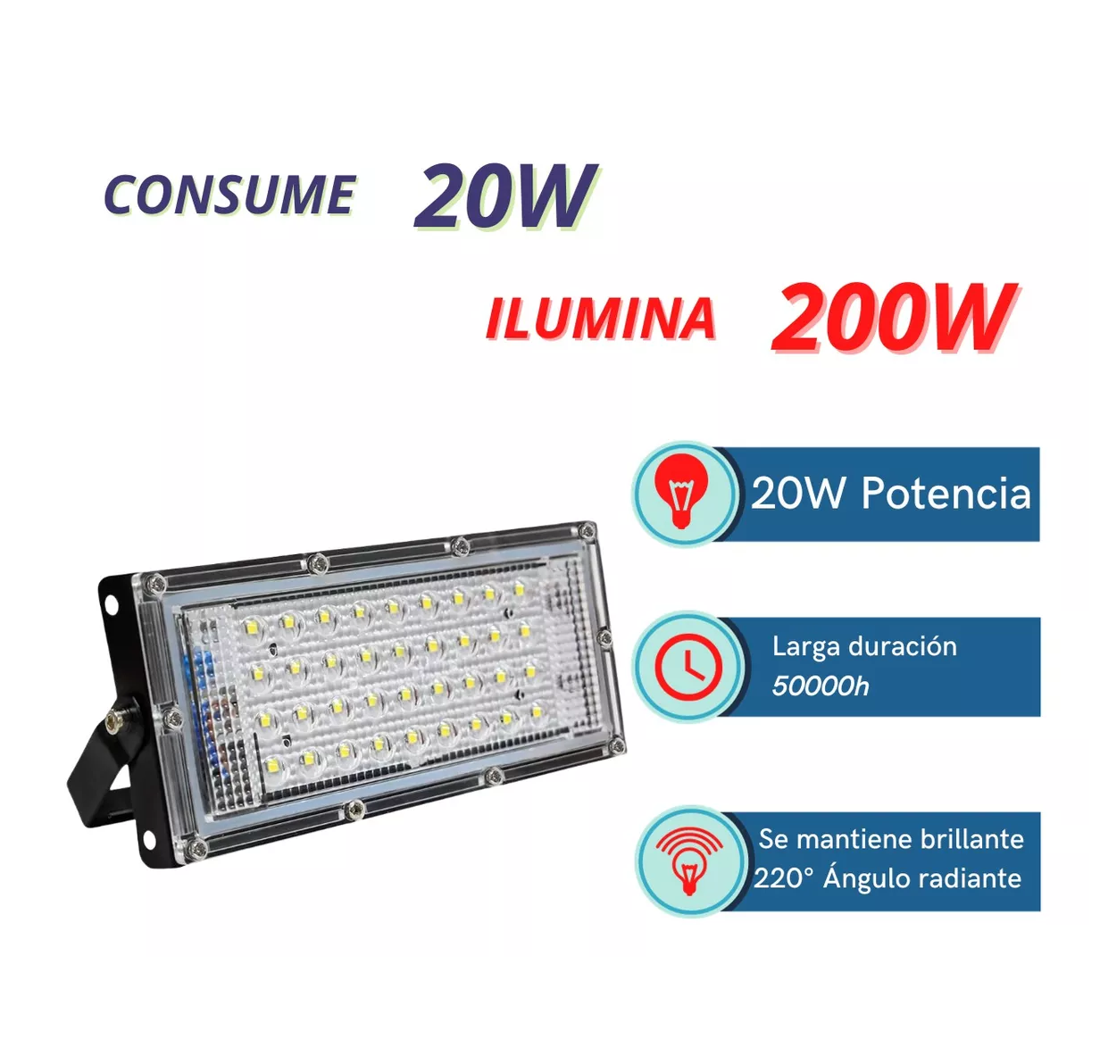 Foto 3 pulgar | Reflector Led 20w Luminario Exterior 5 Piezas